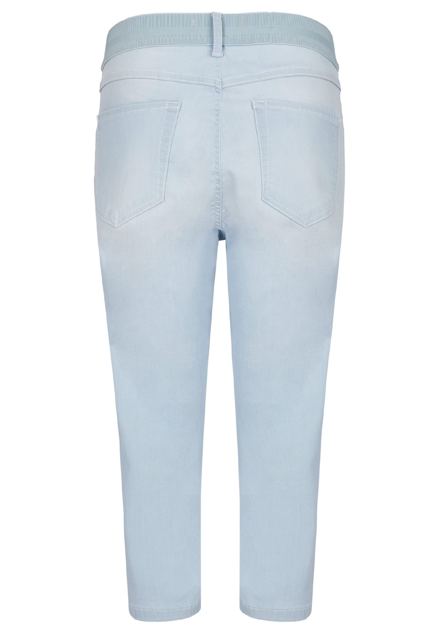 Onesize Kurze Capri hellblau Design mit Dehnbund-Jeans klassischem Jeans ANGELS