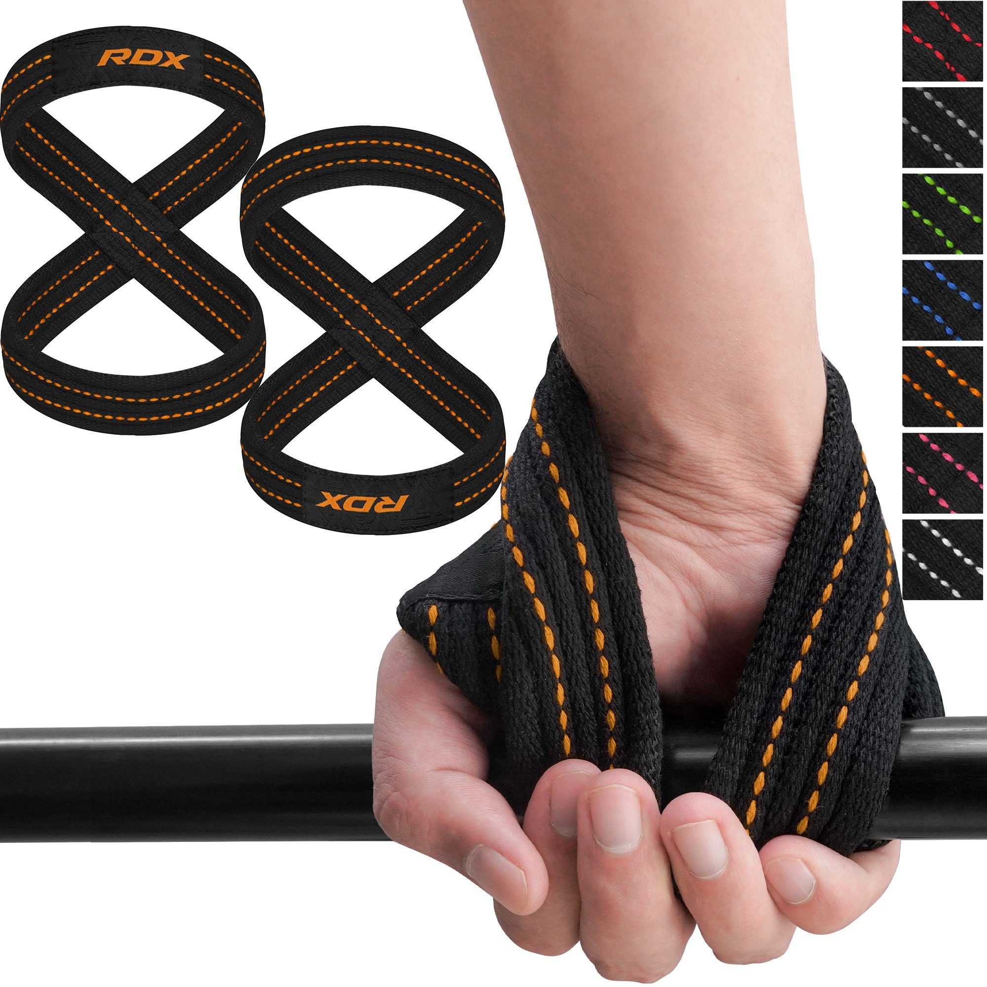 RDX Trainingsband Powerlifting für Weight RDX ORANGE Lifting Wrist Bodybuilding Männer, Straps