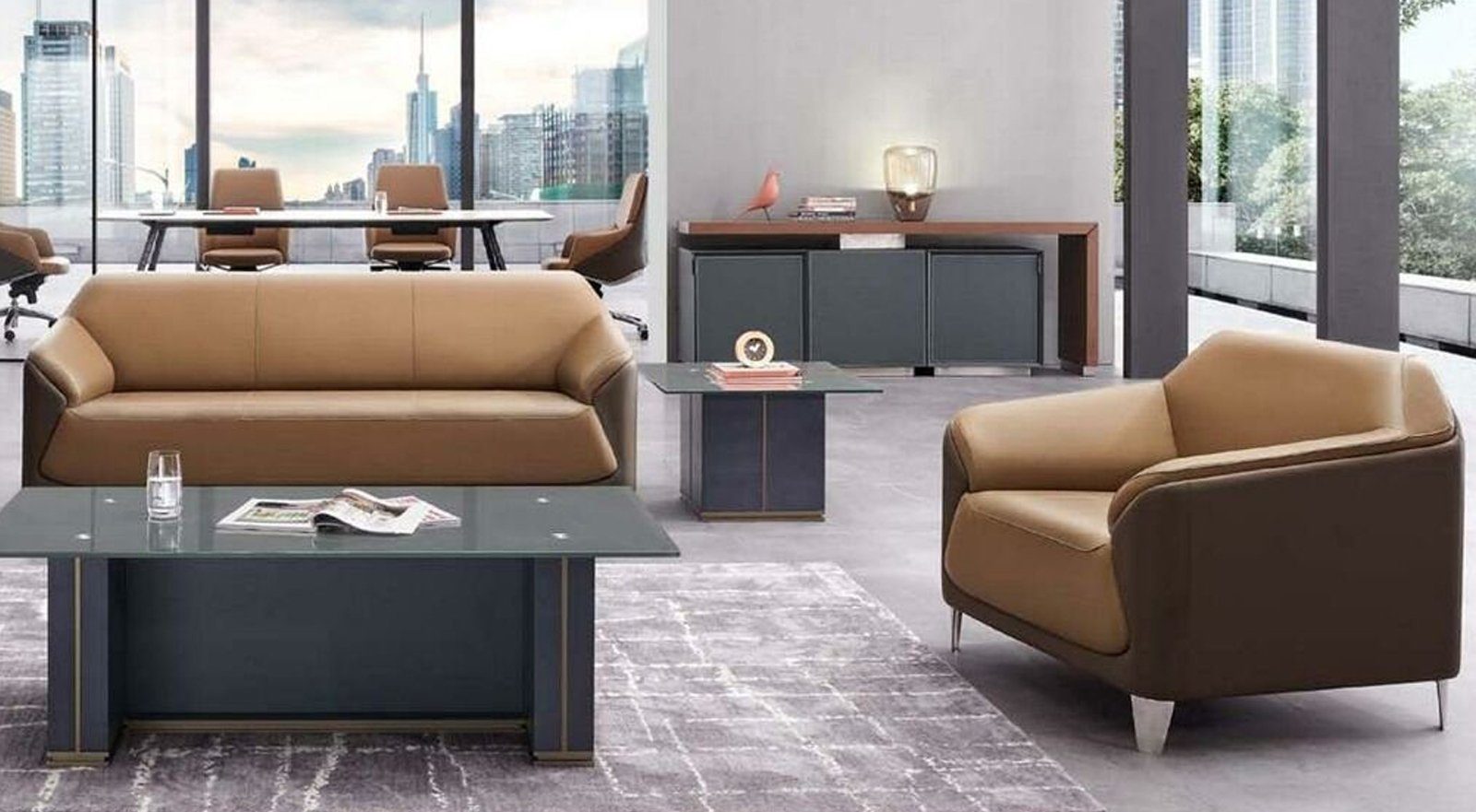 JVmoebel Sofa Sofagarnitur 3+1 Sitzer Design Sofa Polster Moderne Couchen Set Büro, Made in Europe