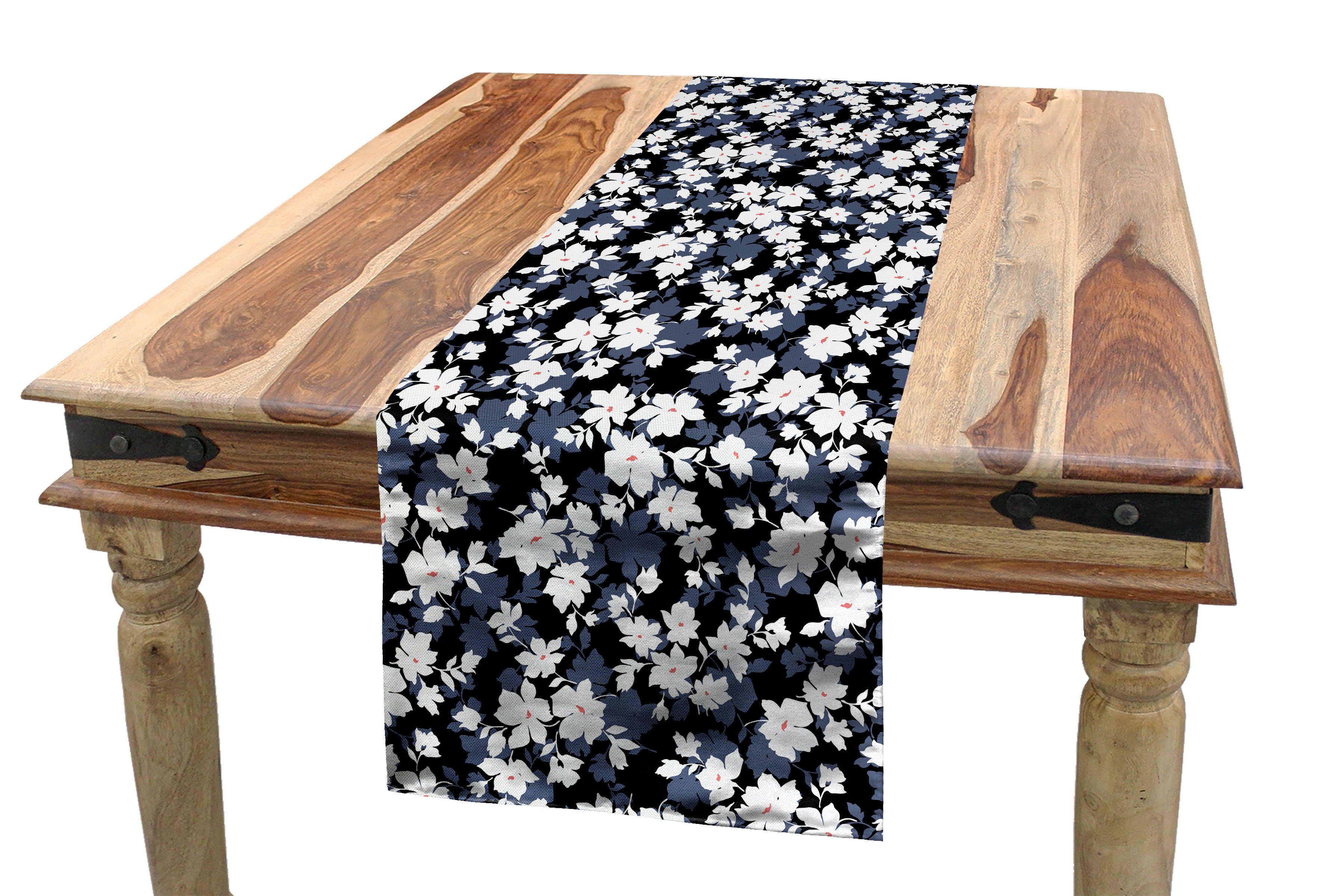 Abakuhaus Tischläufer Esszimmer Küche Rechteckiger Dekorativer Tischläufer, Blumengarten Vintage-Blüten