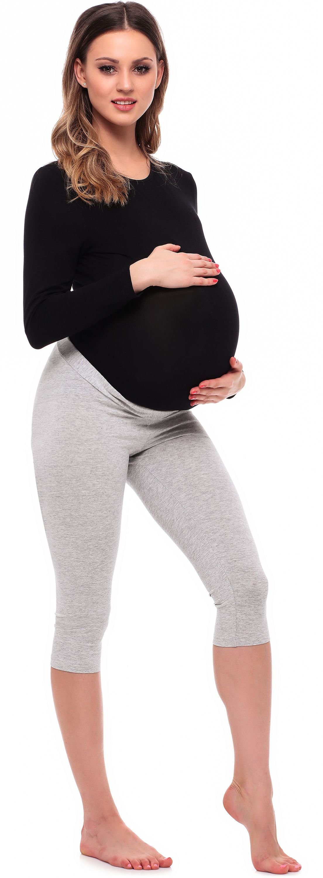 Be Mammy Umstandsleggings 3/4 Umstandsleggings aus Viskose BE20-254 (1-tlg) elastischer Bund