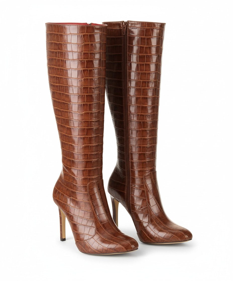 Michael Soul Donna braun Krokodilmuster Сапоги на высоком каблуке