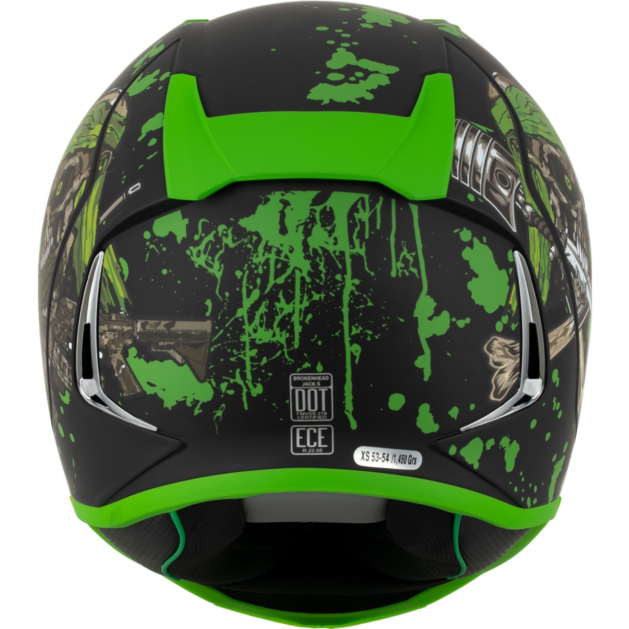 Broken Head Motorradhelm Broken Head Jack S. V2 Pro Grün (mit klarem und grün verspiegeltem Visier), inklusive 2 Visieren, Pinlock vorbereitet