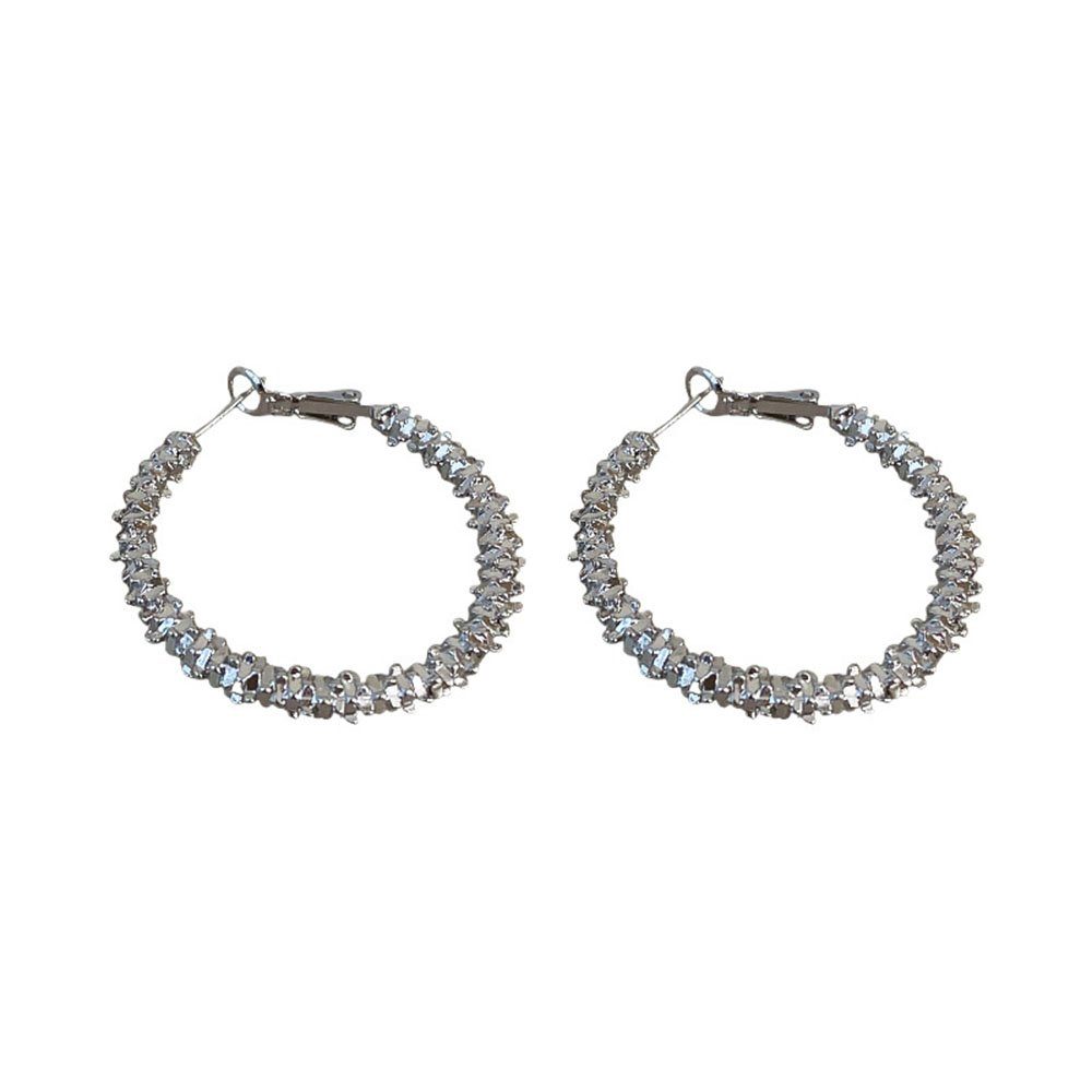 Housruse Paar Ohrhänger Fragmentarische Kette Silberne gebrochene funkelnde runde  Ohrringe