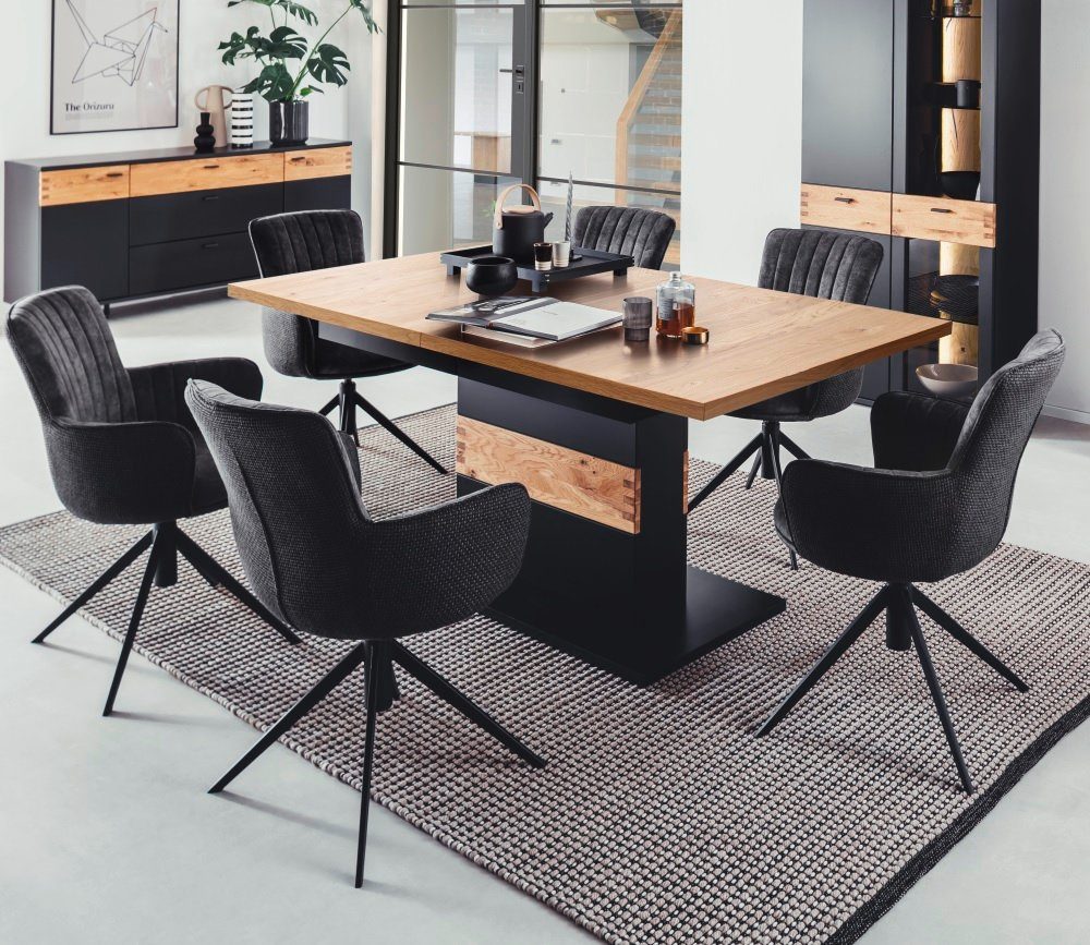 MCA furniture Esstisch Esstisch Cesena ausziehbar, Wildeiche / schwarzgrau,  180 (280) x 100 (No-Set), beständig