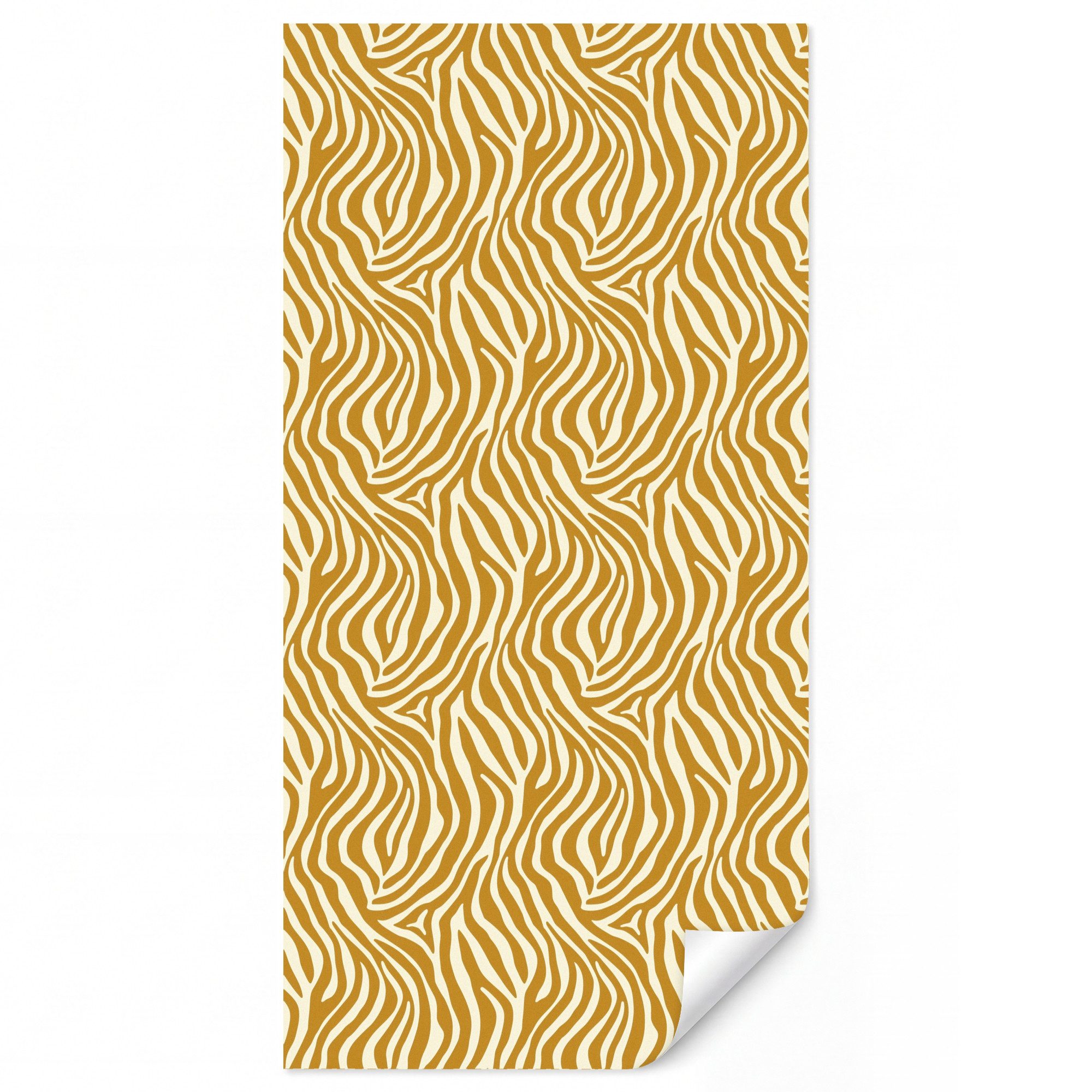 OnlyWow Fototapete Zebra - Klassisch - Ocker - Gelb, Matt, bedruckt, Wandtapete, Schlafzimmer, bedruckt 100x220cm