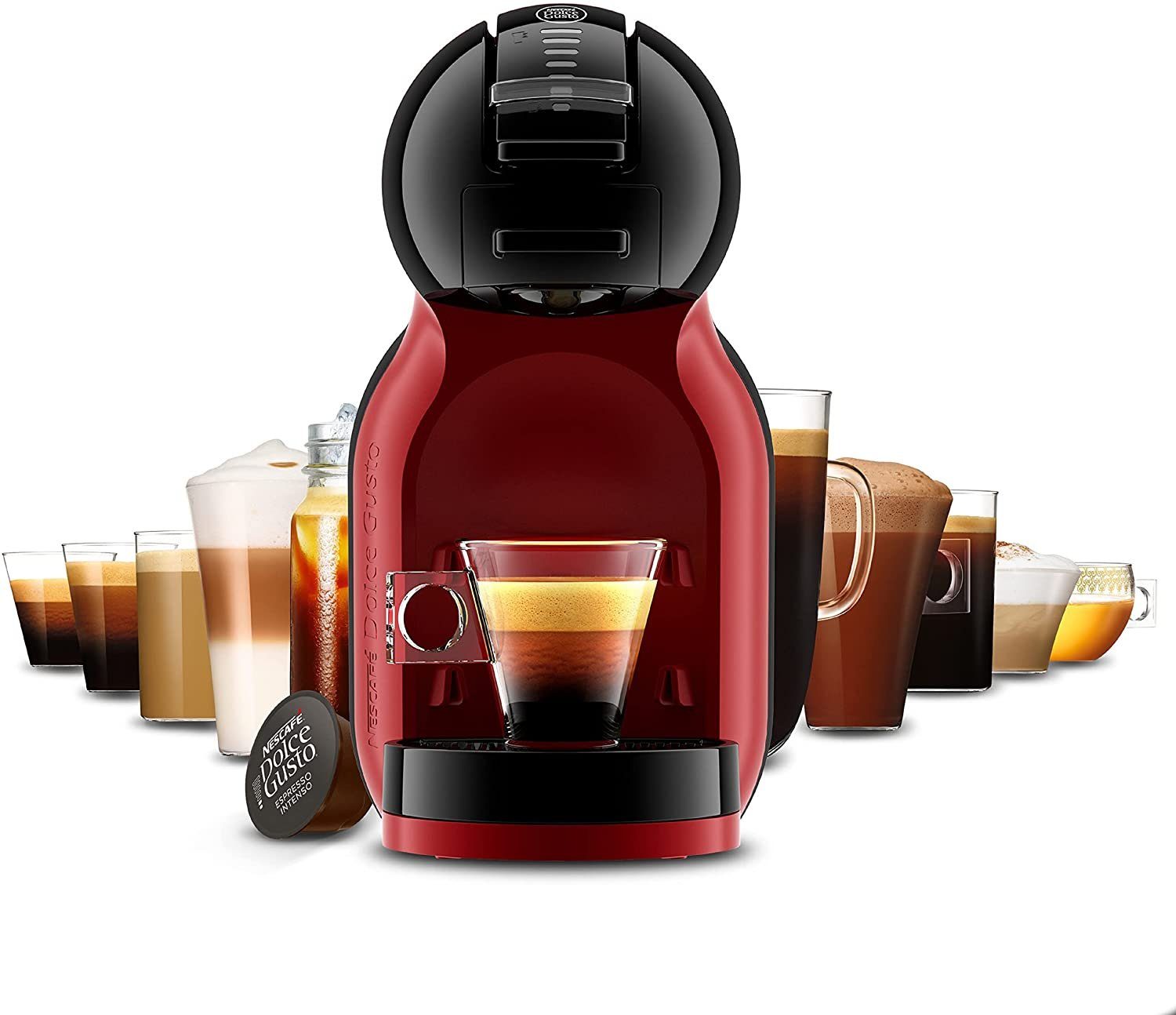 Krups Kaffeepadmaschine Nescafé 0.8l Gusto 1x1, Kaffeekanne, Papierfilter Me, Mini Abnehmbarer Kapselmaschine Tank, KP120H Dolce