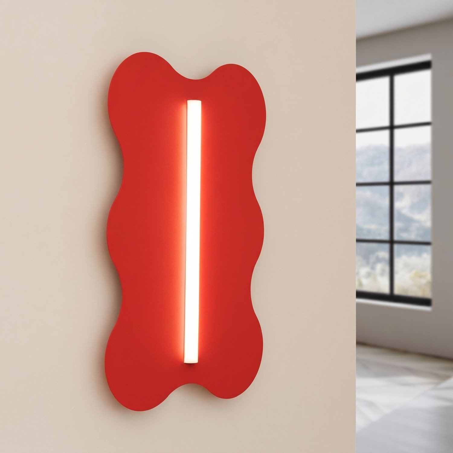 Licht-Erlebnisse Wandleuchte LENZ, ohne Leuchtmittel, Metall 66 cm hoch Rot Modern Wandlampe