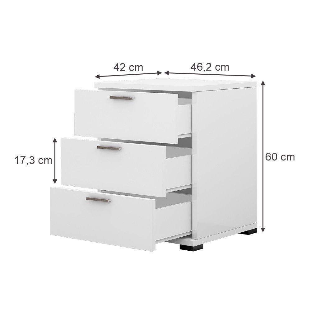 Vicco Nachtschrank Marseille, Weiß/Weiß, 46.2 x 60 cm (1-St)