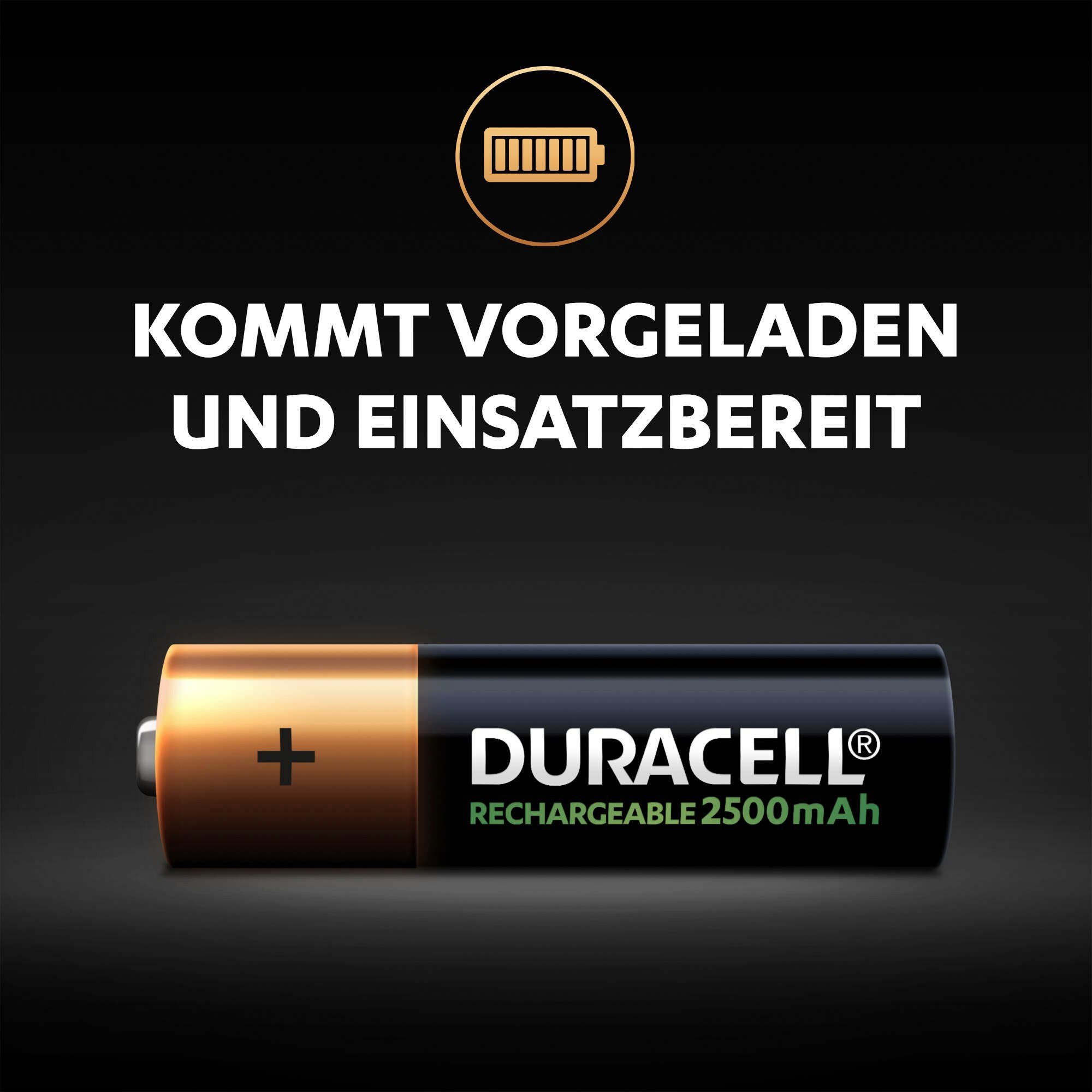 AA V, Ultra Batterie, wiederaufladbare Duracell St), 5 Akkus, mAh Recharge LR06 2500 4 Stck, 4 Jahre Garantie (1,2