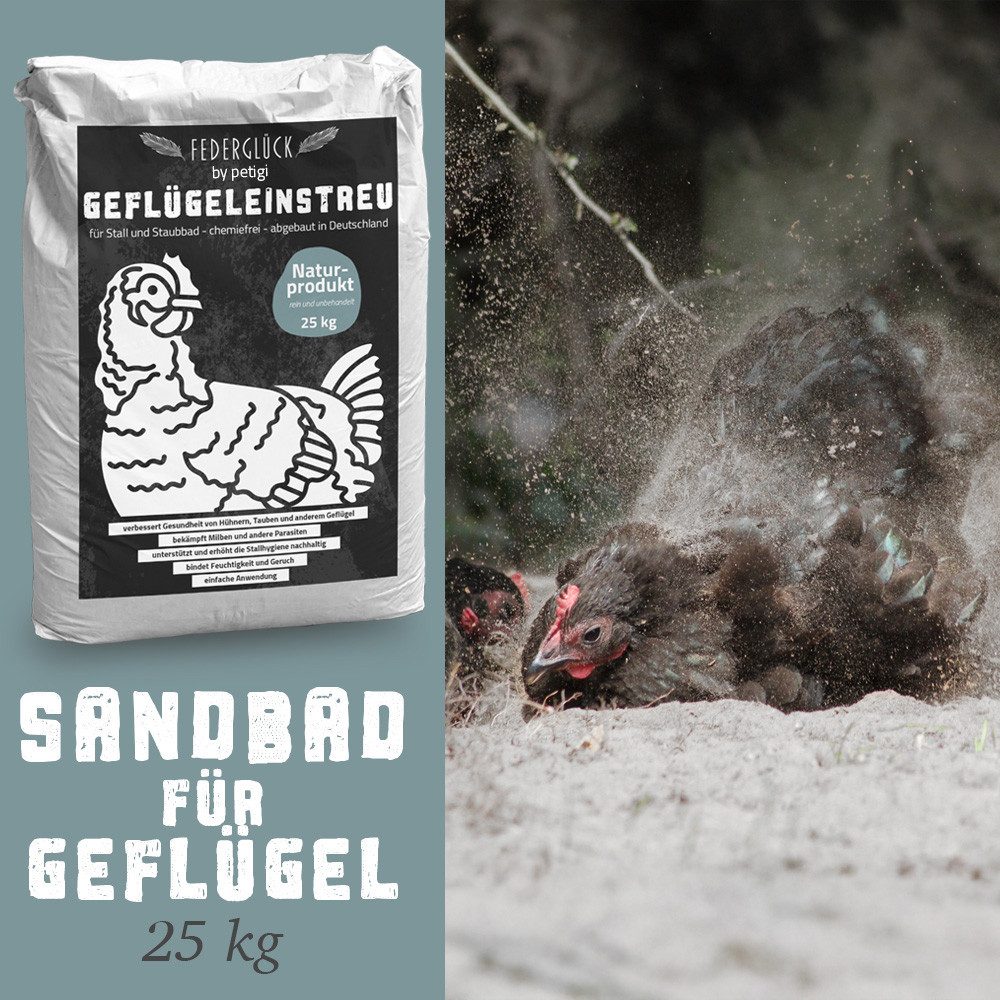 Petigi Badesand Federglück Sandbad Staubbad Badesand Hühner Tauben Geflügel 25 kg