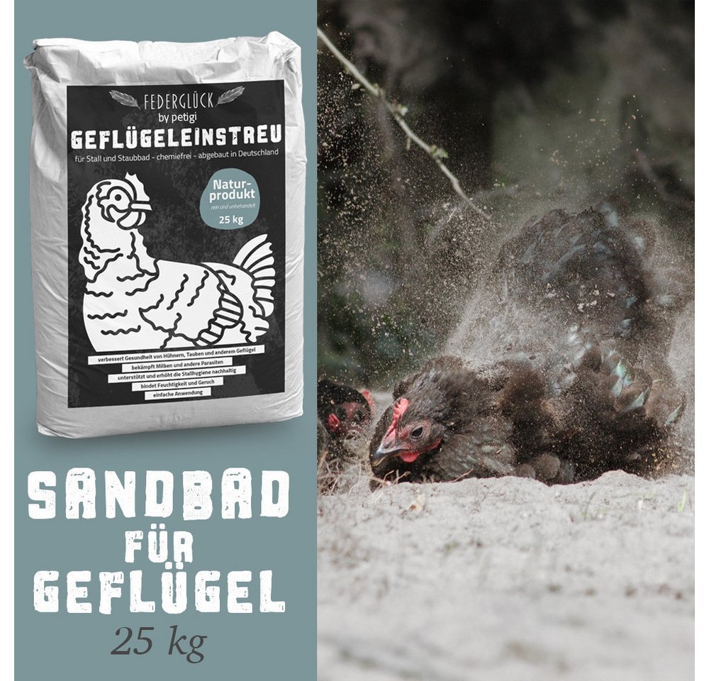 Thumbnail - Petigi Badesand Federglück Sandbad Staubbad Badesand Hühner Tauben Geflügel 25 kg