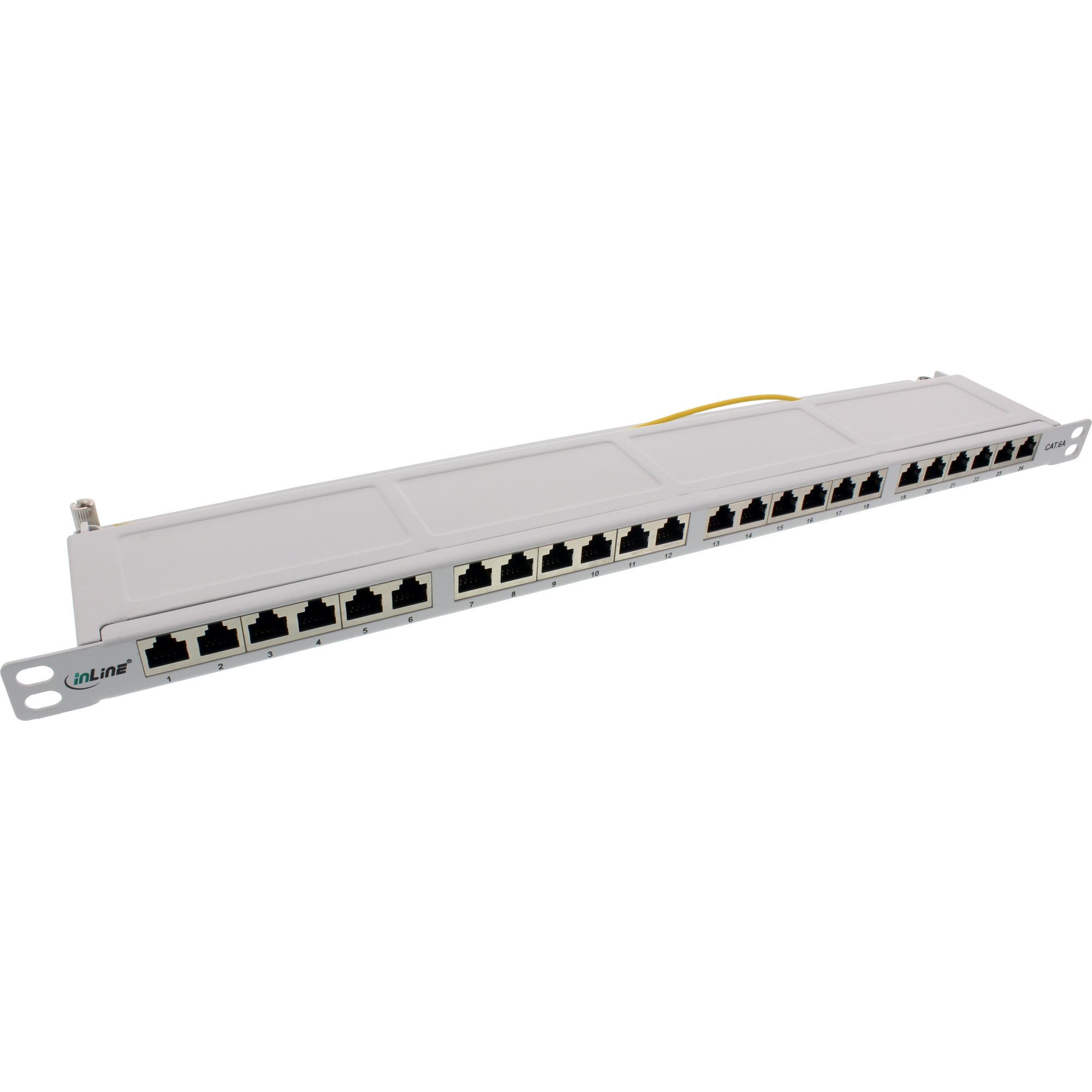 InLine® Patchfeld Cat.6A 24-fach 19" 0,5HE lichtgrau RAL7035 Netzwerk-Patch-Panel