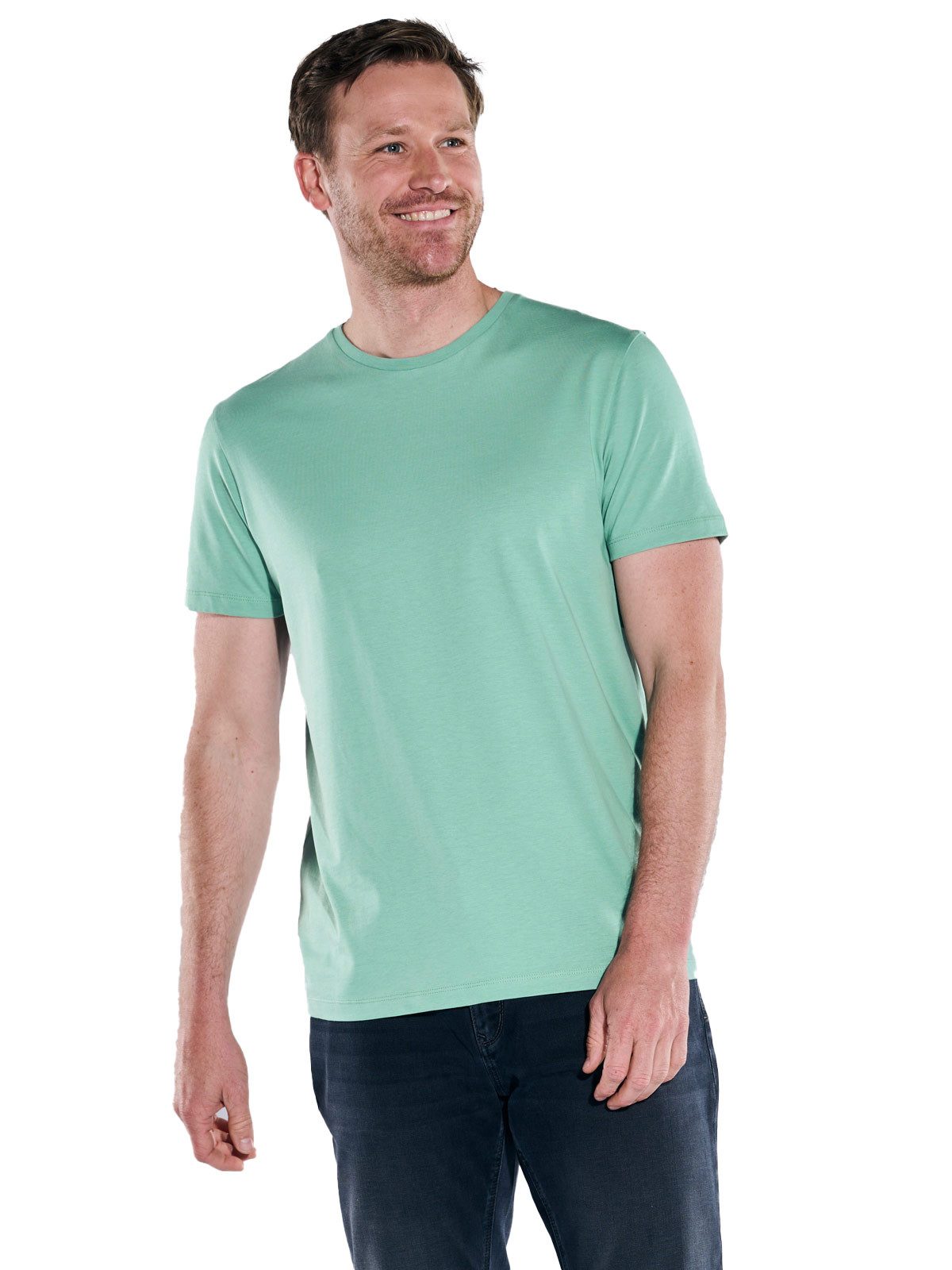 Rundhalsshirt Herren T-Shirt aus Baumwolle, Hellgruen