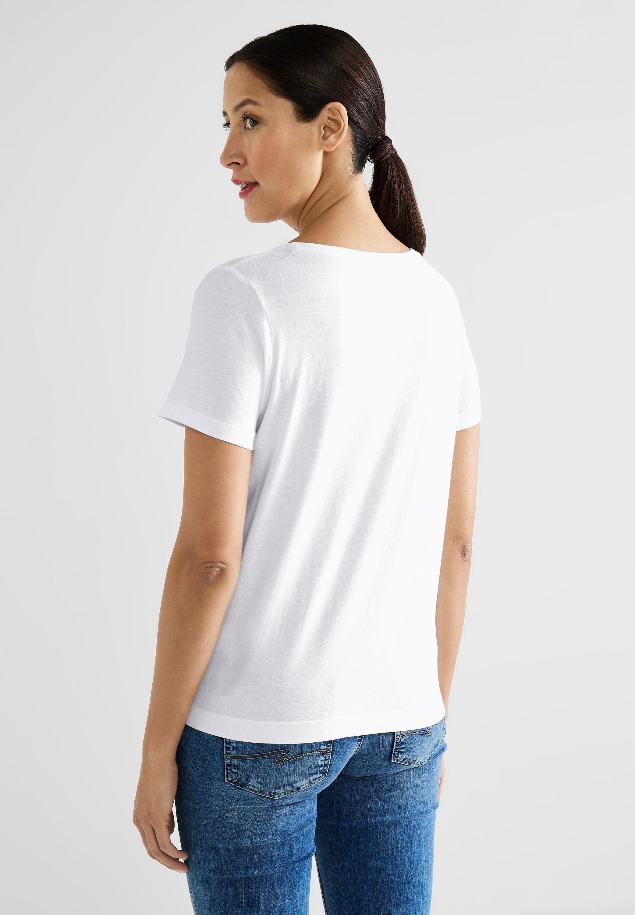 STREET ONE schimmerndem mit White T-Shirt Schriftzug