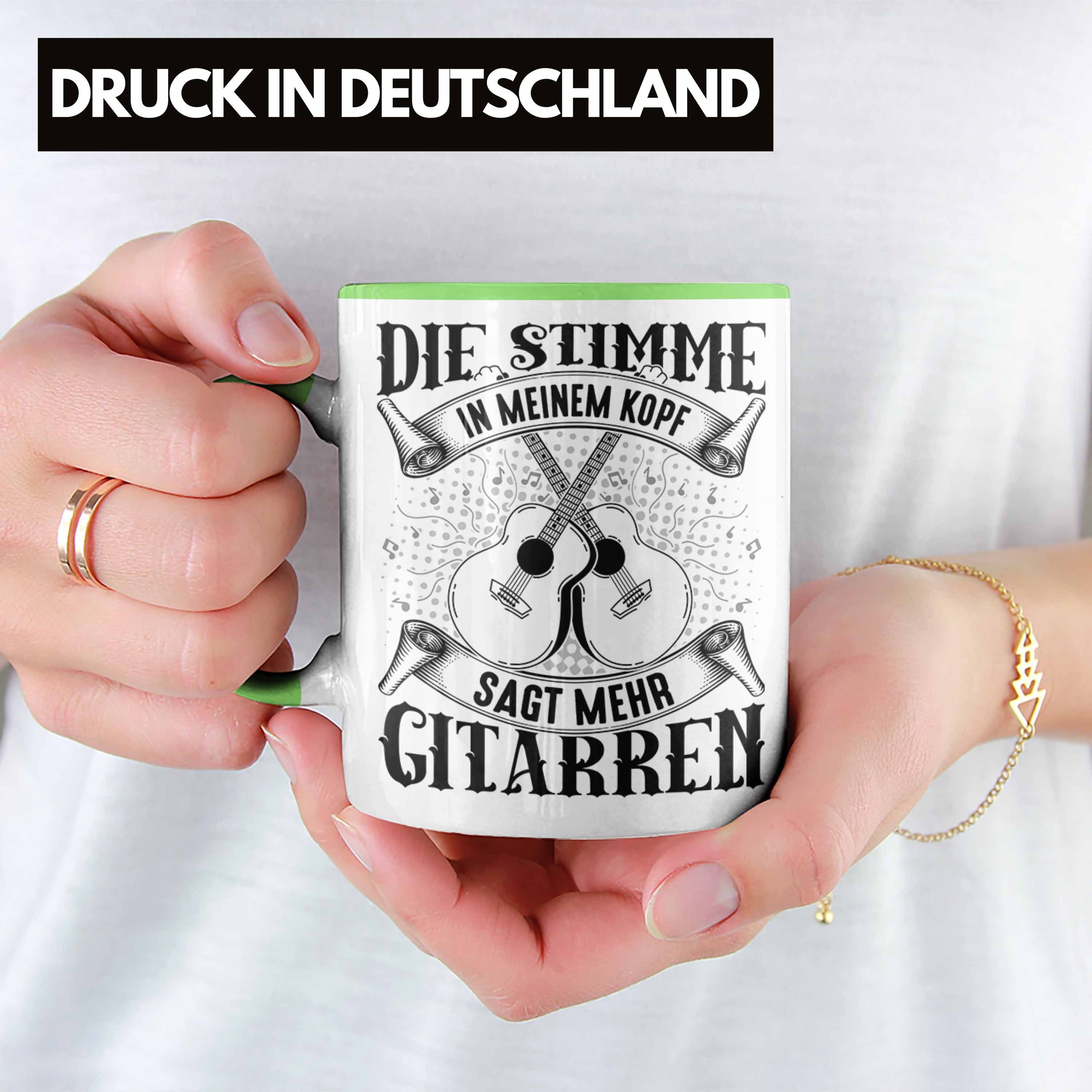 Trendation Tasse Gitarrenspieler Tasse Geschenk Geschenkidee Gitarre Spruch Kaffee-Bech Grün