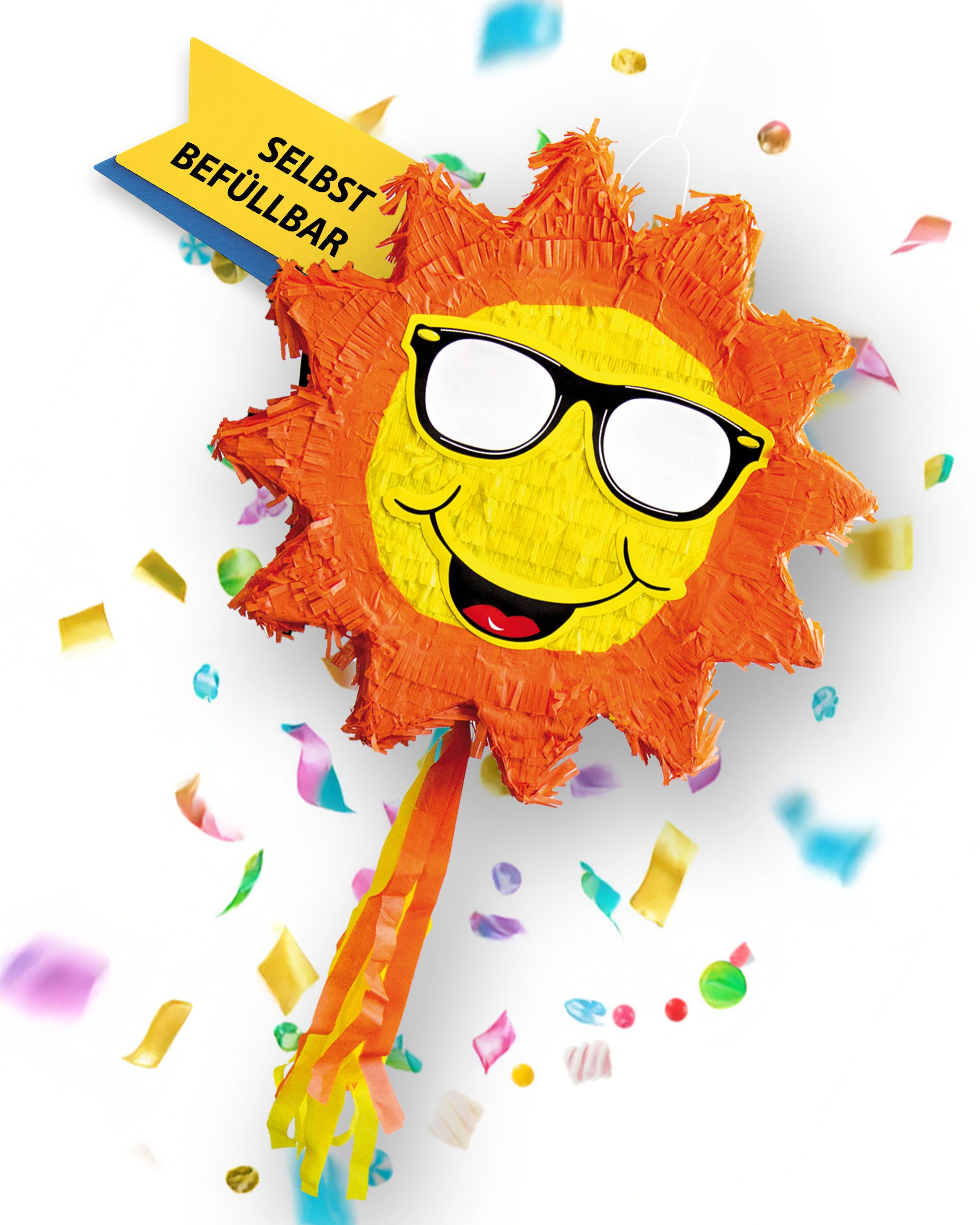 Party Factory Pinata Pinata Sonne Kindergeburtstag Spiel für Kinder Geburtstag Schlagspiel, zum selbst Befüllen