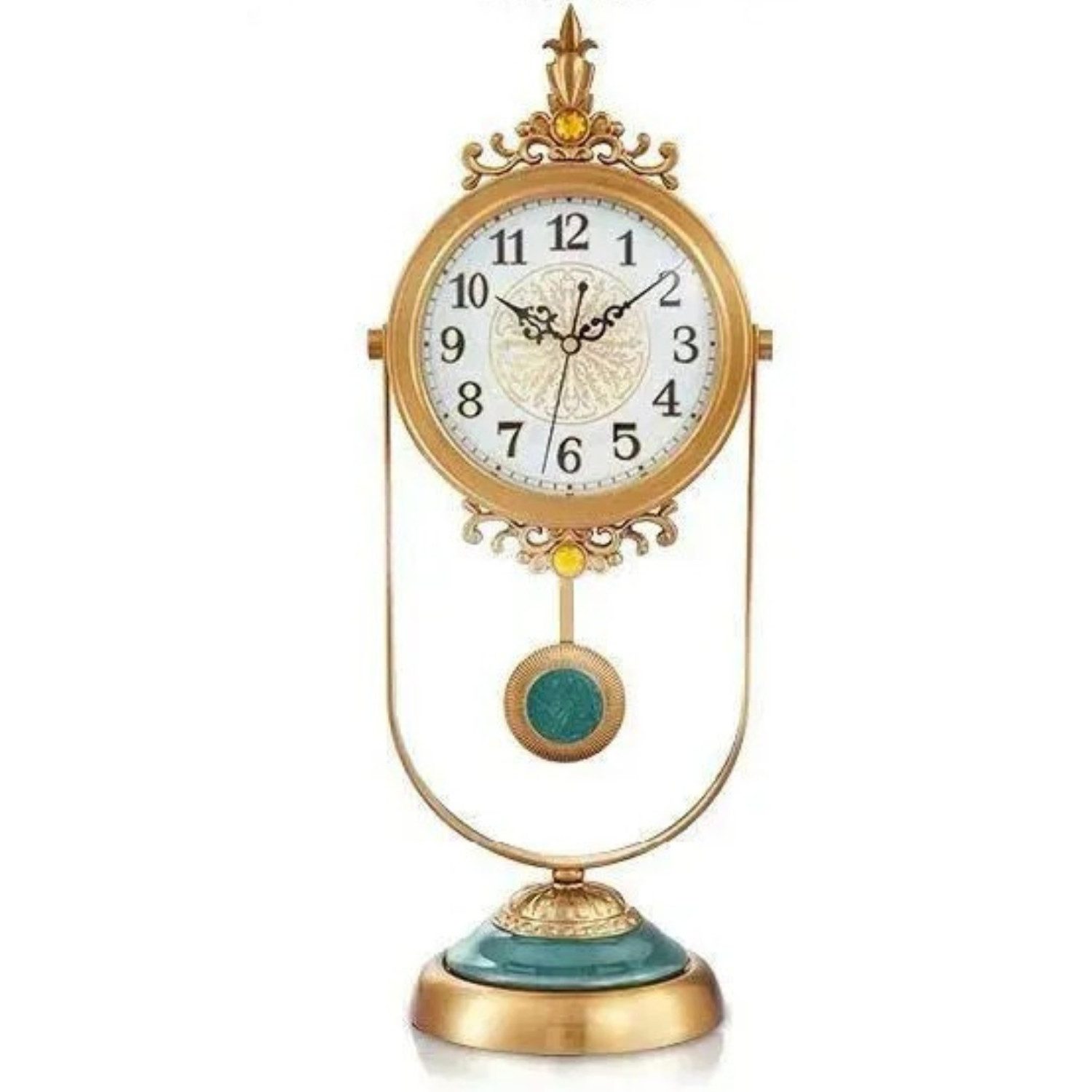 Quality Elegance Dekoobjekt Elegante Europäische Keramik Tischuhr in Gold