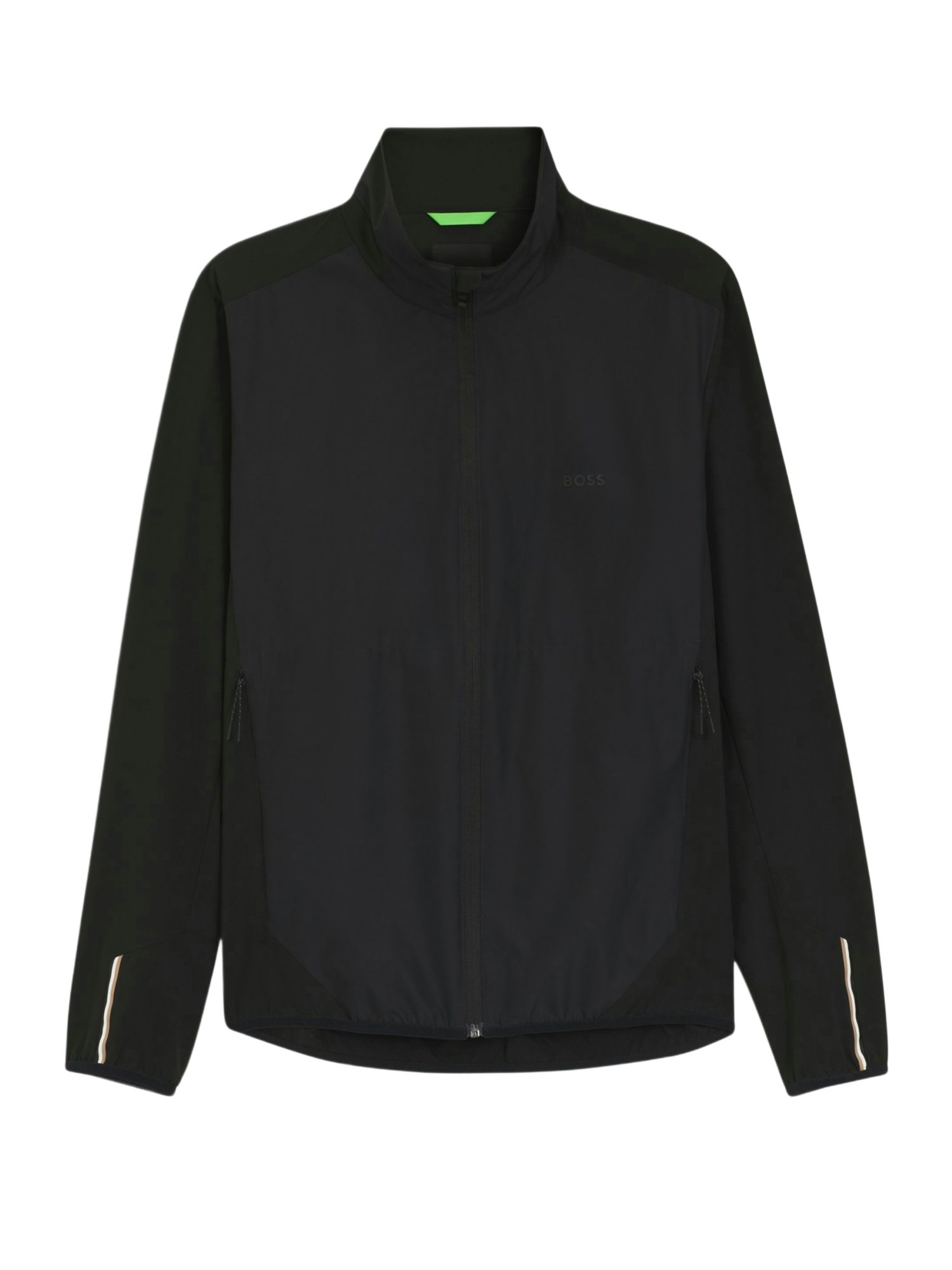 BOSS GREEN Outdoorjacke BOSS Men Green schwarz,Casual,Elastomultiester,Unifarben,Stehkragen,Lang,Regular Fit