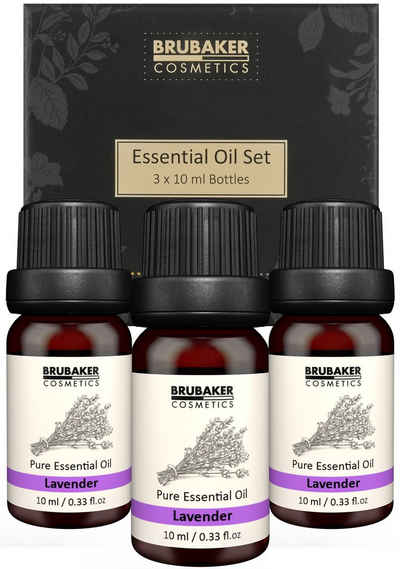 BRUBAKER Duftöl 3er-Set Lavendel Öl - Stressabbau, Entspannung & Schlaf (Naturrein & Vegan, 3 x 10 ml Lavendelöl), Ätherische Öle Aromatherapie Geschenkset