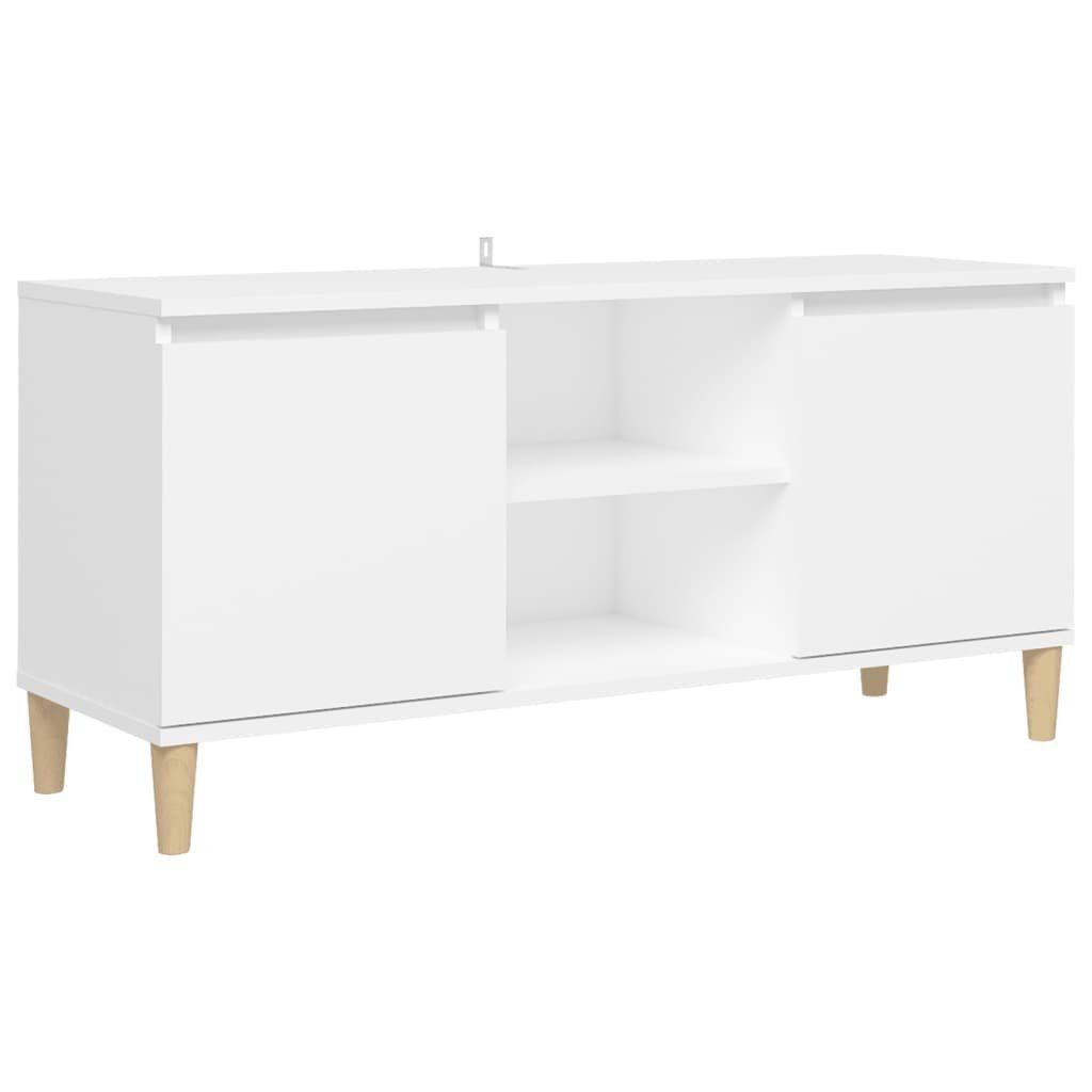 TV-Schrank NA TV-Schrank mit Massivholz-Beinen Weiß 103,5x35x50 cm Lowboard