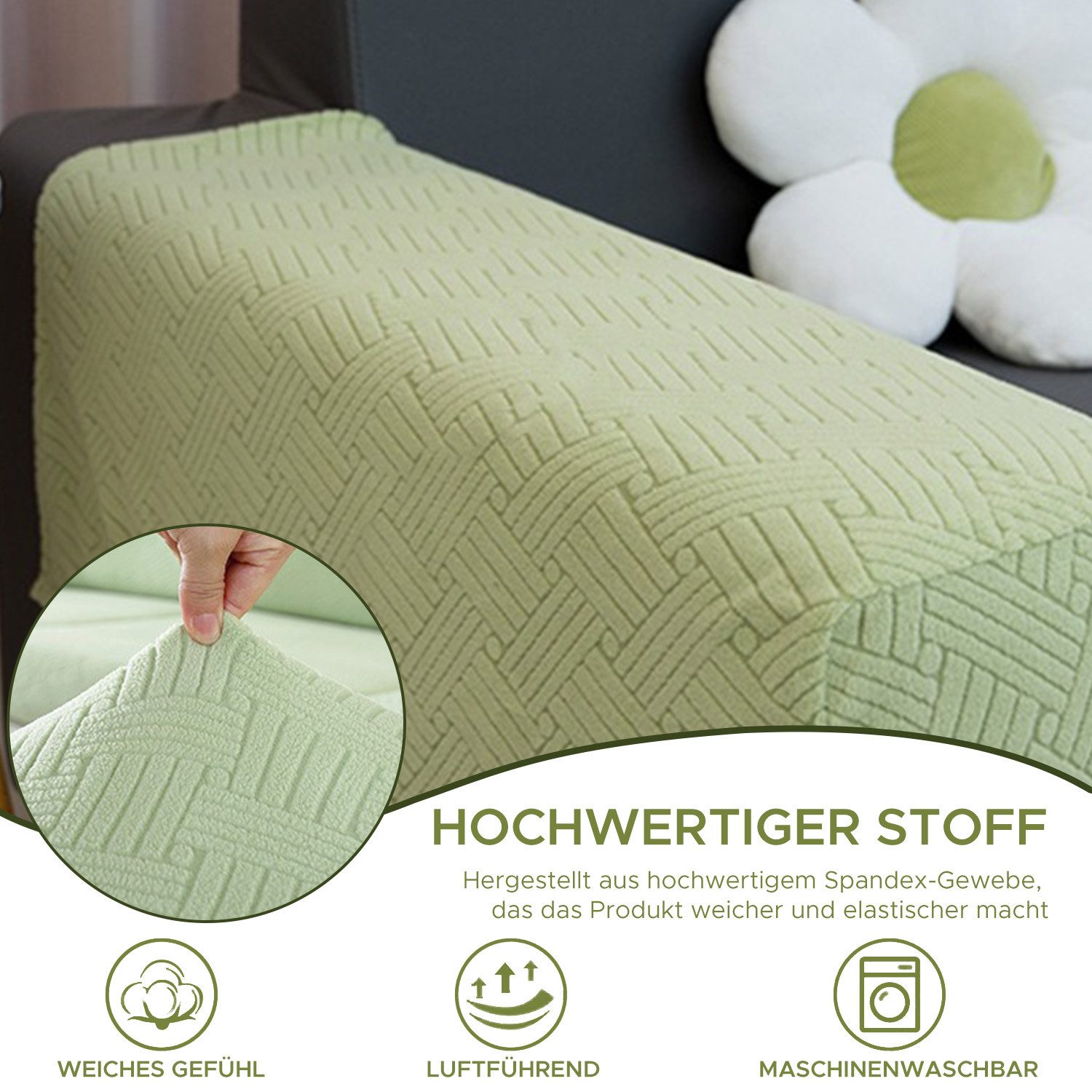 Refttenw Armlehnenschoner 2 Stück Elastische Sofa Armlehnenbezüge,Stretch Sofa Sessel-Arm Bezüge