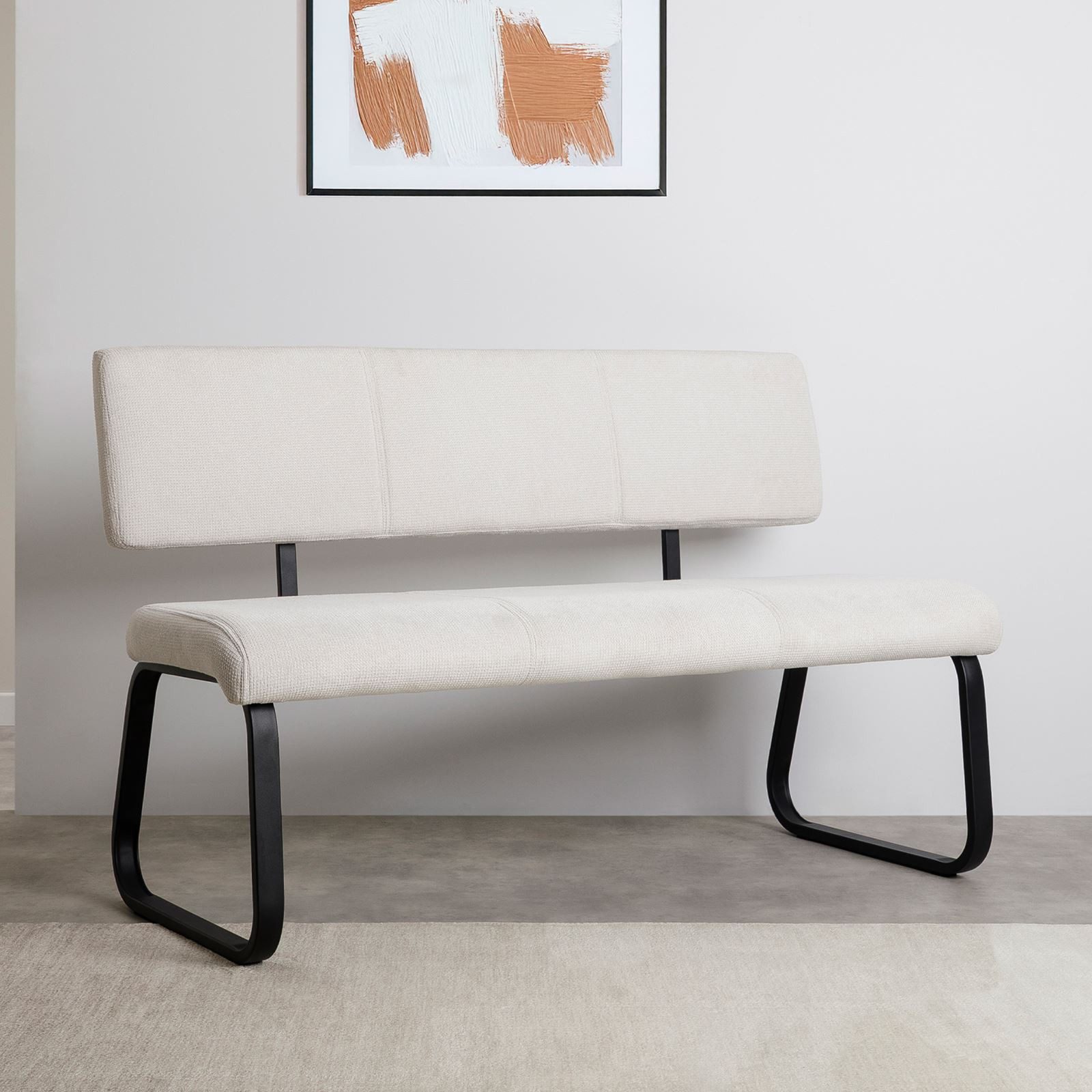 IDIMEX Essbank VILAS, Essbank mit Rückenlehne gepolstert für 3 Personen, Sitzbank cremeweiß