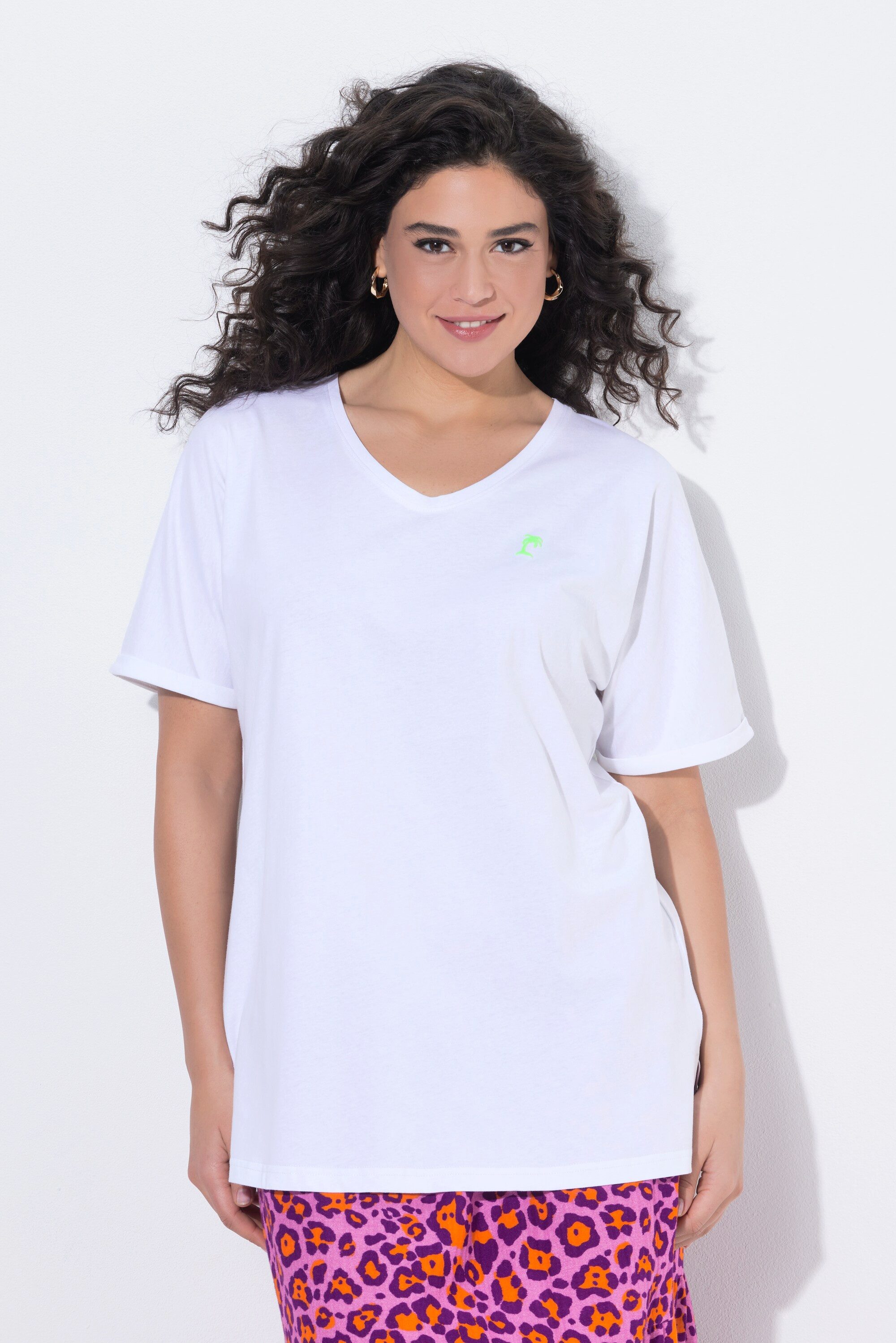 Ulla Popken T-Shirt T-Shirt Rückenmotiv Oversized Rundhals Halbarm