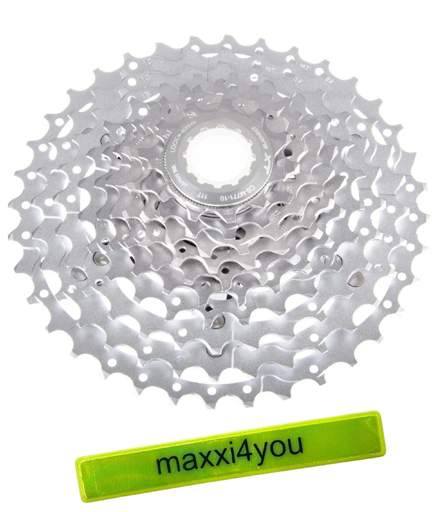 maxxi4you Schaltwerk Shimano Kassetten Deore-XT Sprocket CS-M771-10 inkl. Reflexband