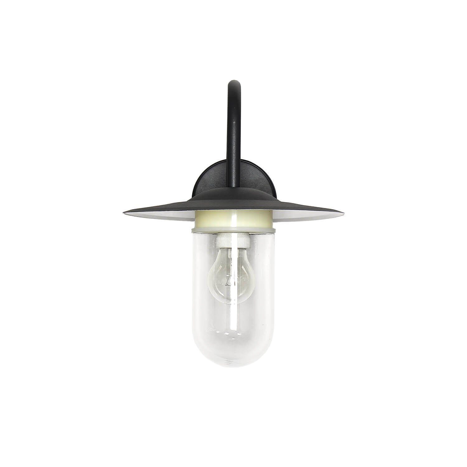 Licht-Erlebnisse Außen-Wandleuchte GÖTEBORG, ohne Leuchtmittel, Außenleuchte Maritim IP44 Anthrazit Metall Glas Laterne Wandlampe