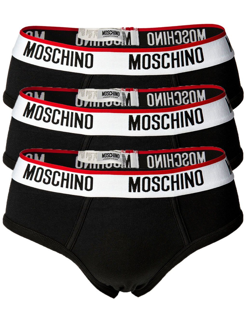 Moschino Slip Herren Pack - Cotton Slips Unterhose, 3er Briefs, Schwarz