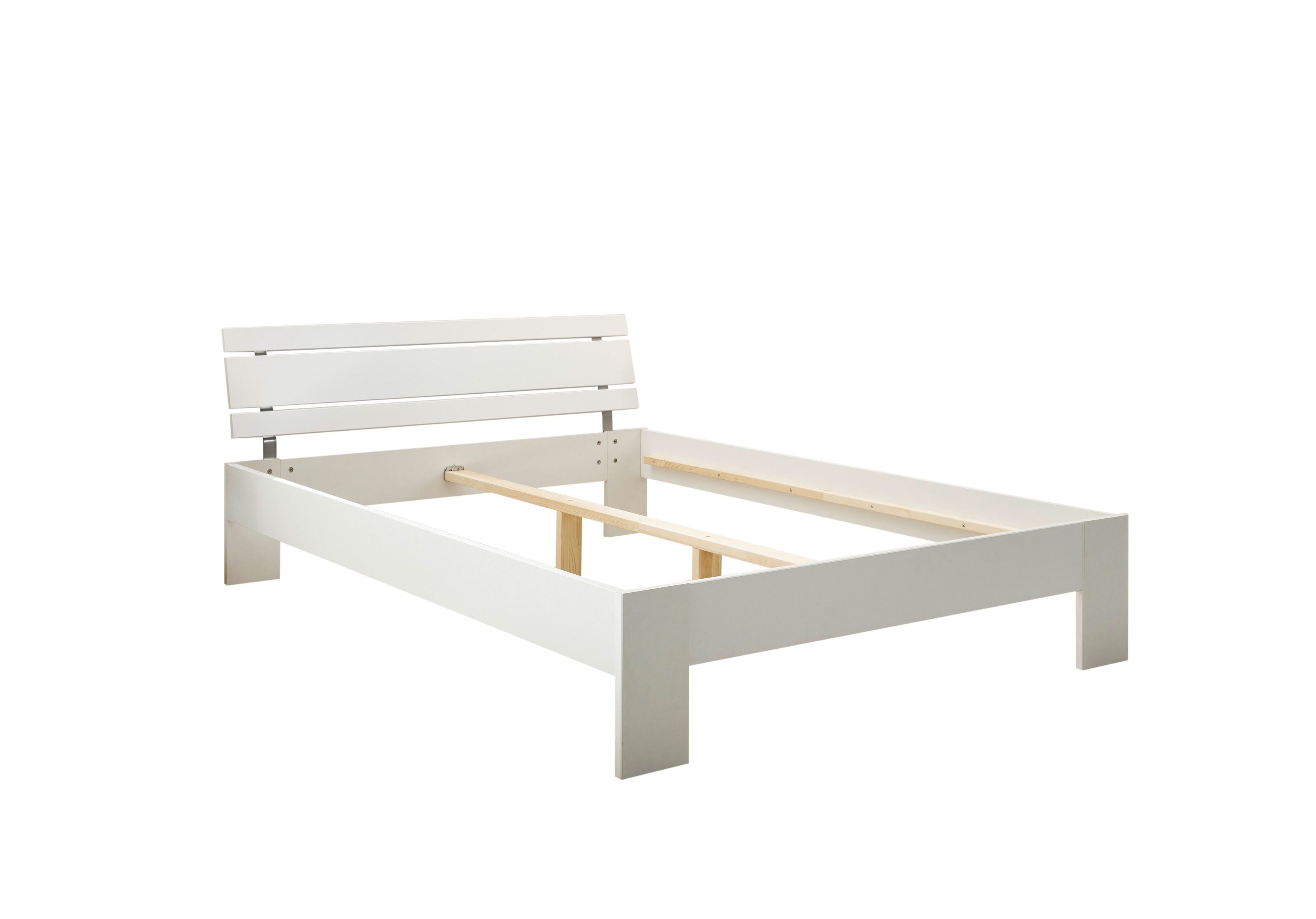 Pol-Power Bett in Weiß HGL. Abmessungen (BxHxT) 145x73x213 cm