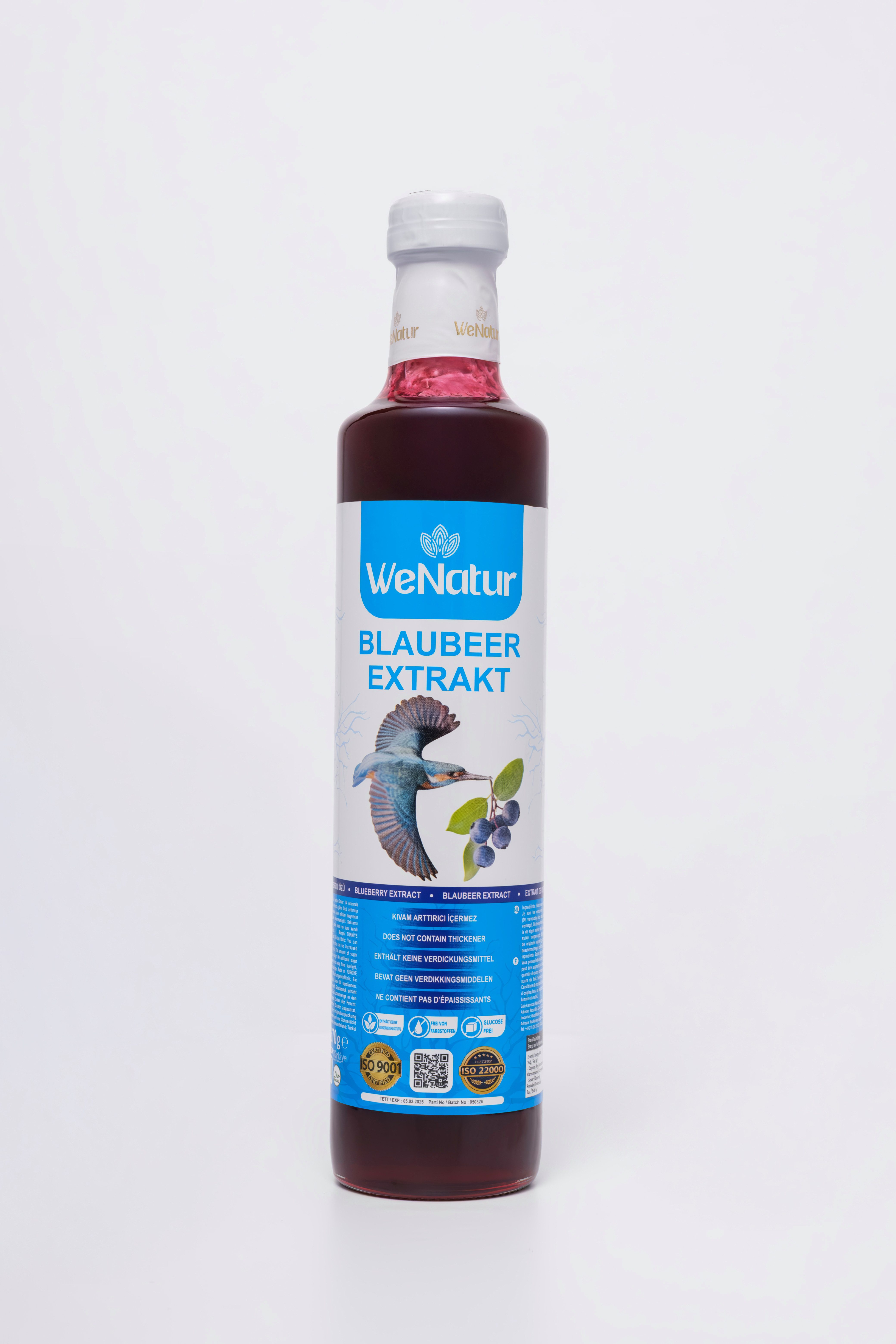 We_Natur BLUEBER EXTRACT-Doğal bitki özlü meyveli takviye 700gr Sirup, 700 g, BLAUBEER EXTRAKT Fruchtige Kraft aus der Natur