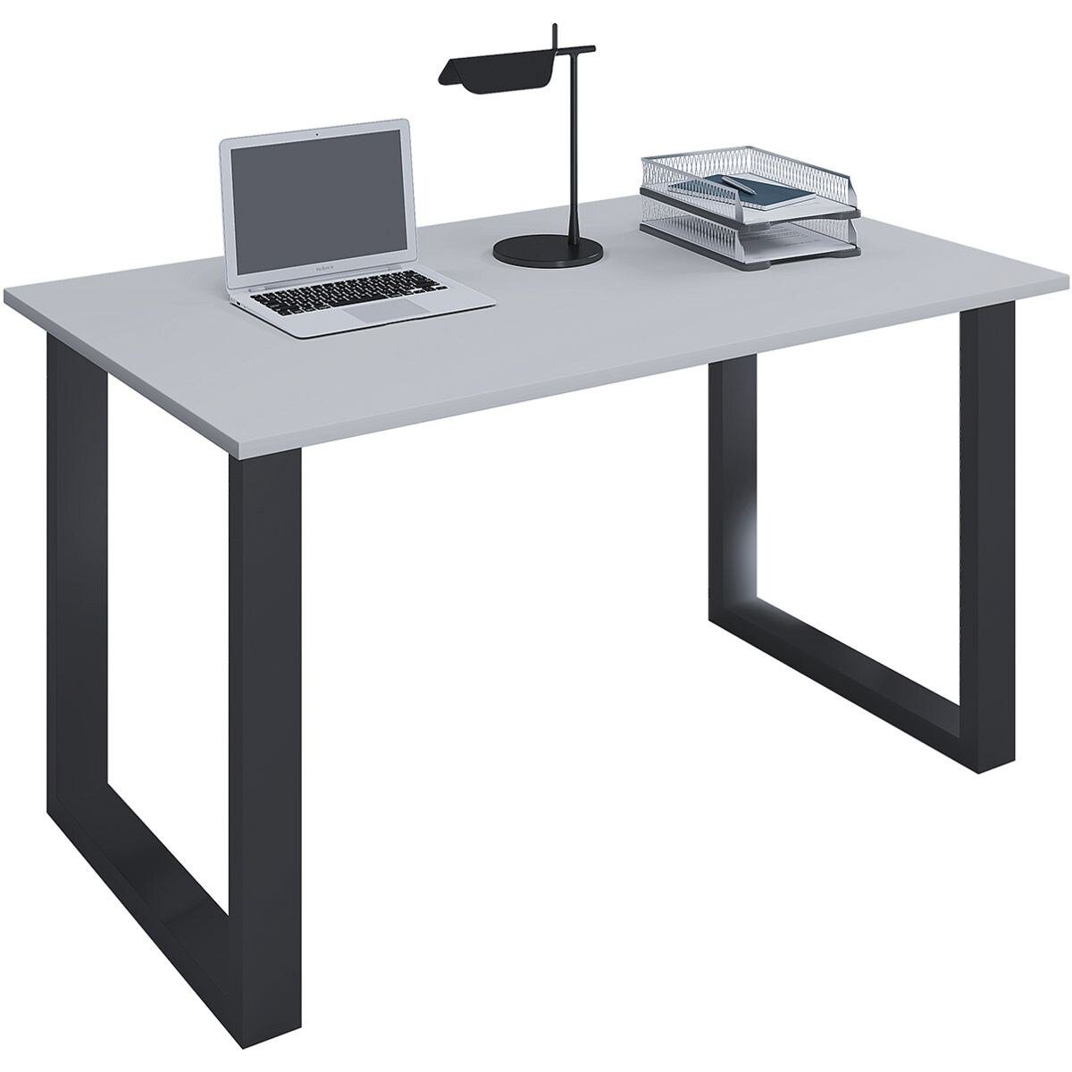 VCM Schreibtisch Lona, rechteckig, Tiefe cm, 50 grau/schwarz schwarz Bügel-Fuß
