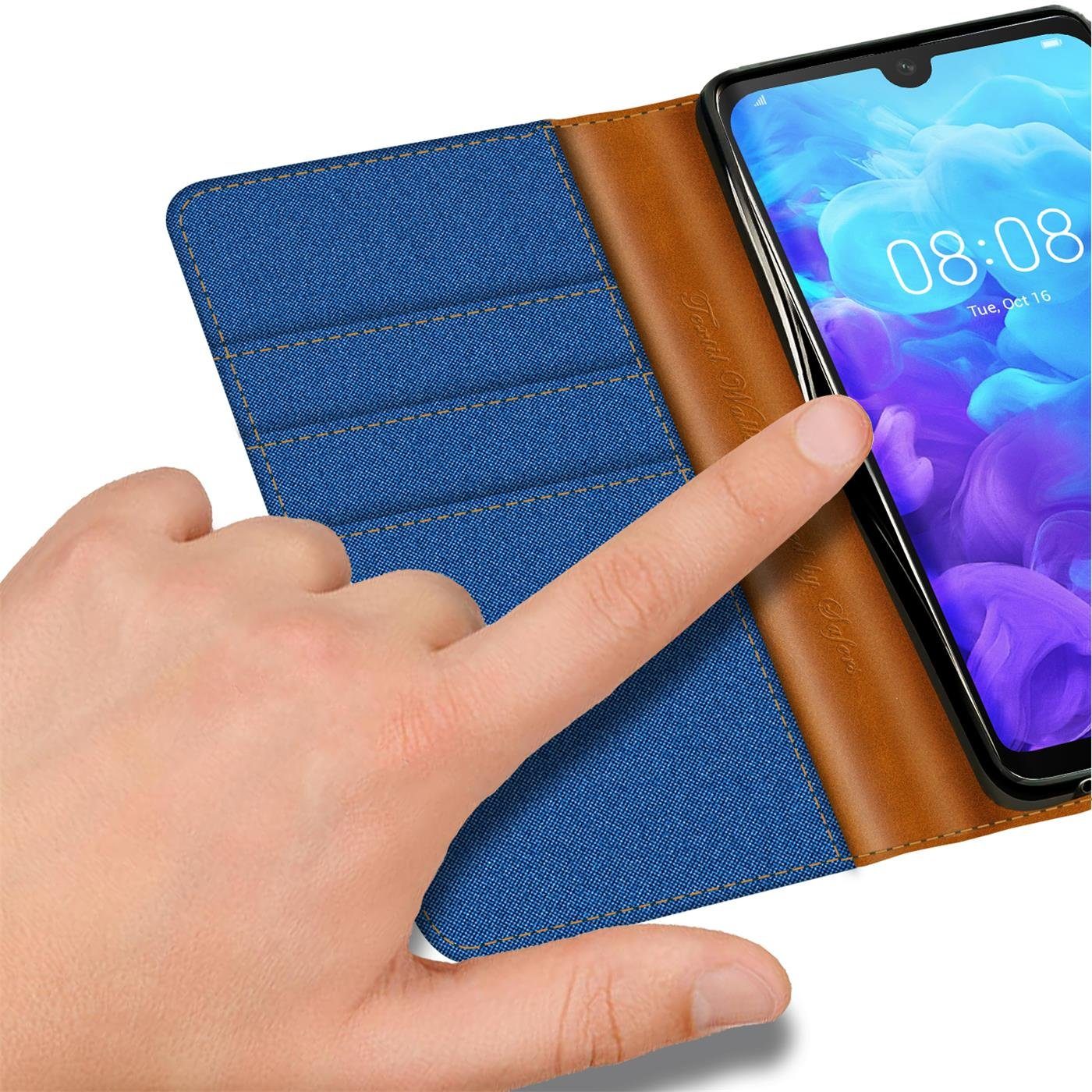 CoolGadget Handyhülle Denim Schutzhülle Flip Case für Huawei Y5 2019 5,7 Zoll, Book Cover Handy Tasche Hülle für Y5 2019 Klapphülle