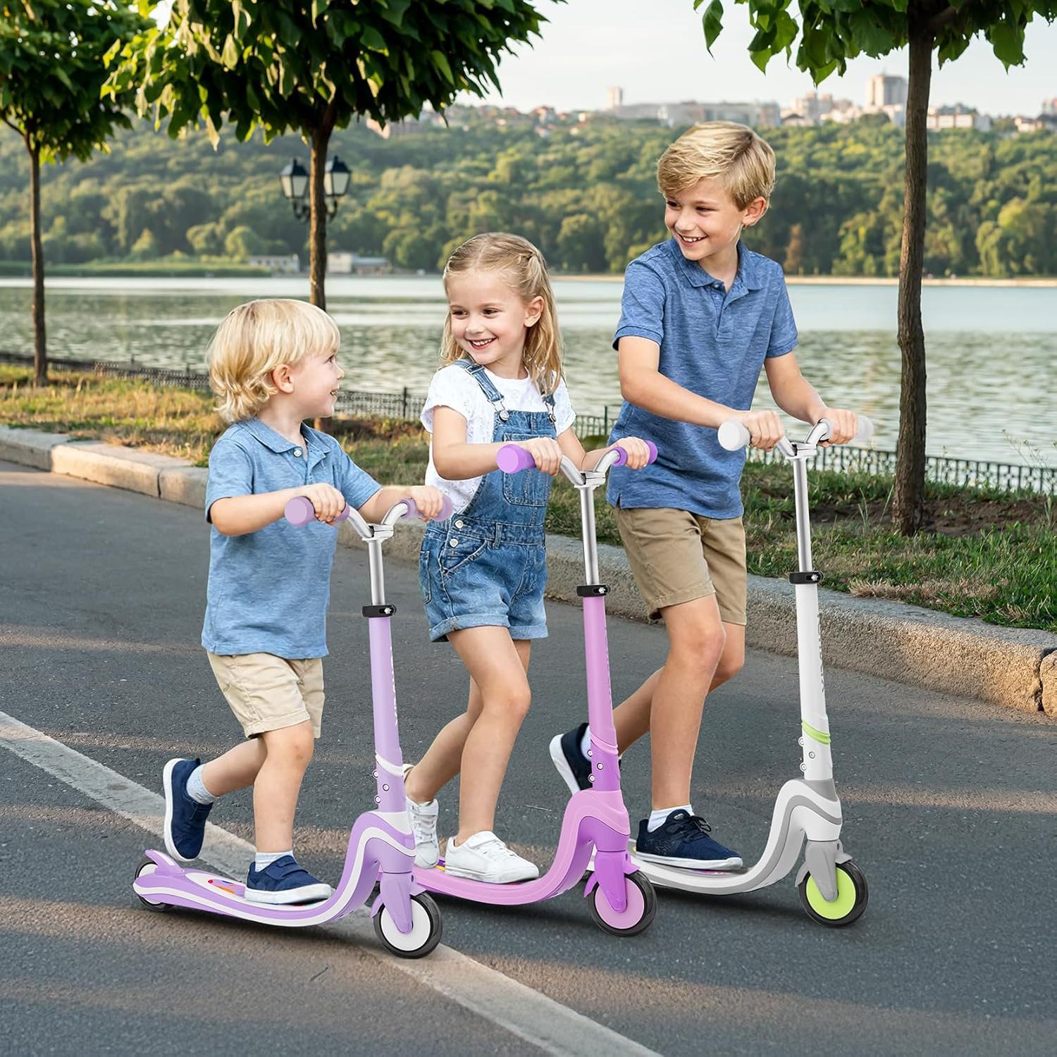 TONBUX Scooter Kinderroller mit coolem beleuchteten Brett und PU-Rädern