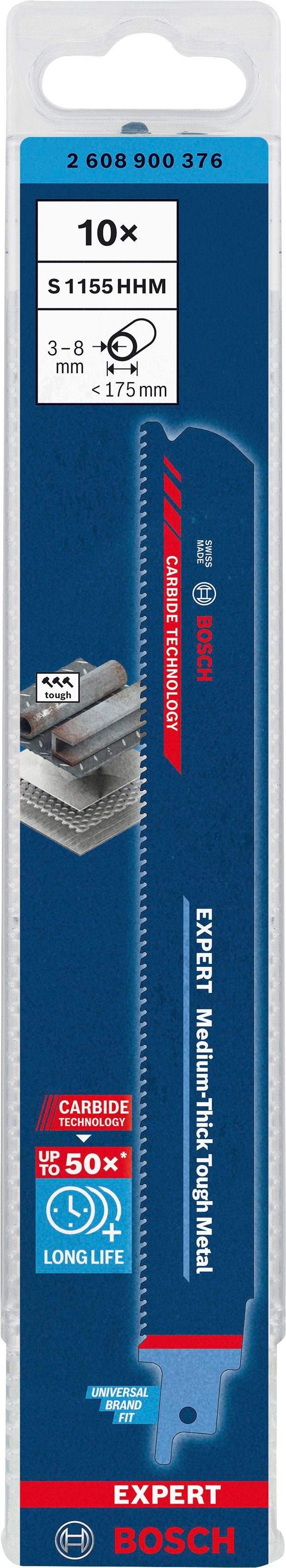 Bosch Professional Säbelsägeblatt 1155 HHM Medium-Thick (Set, EXPERT Tough 10-St) Metal-S