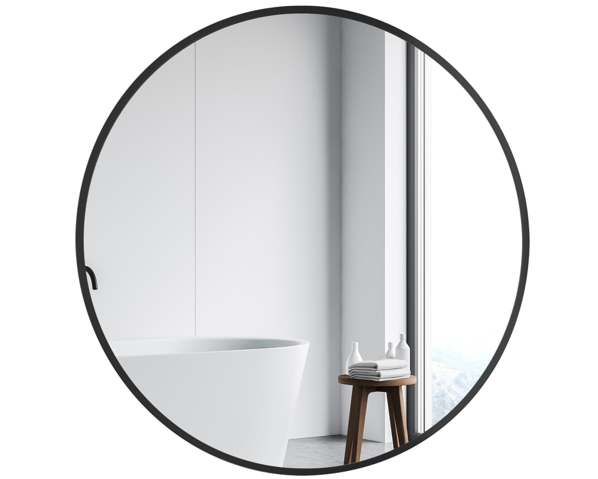 GOEZES Badspiegel Rund Schwarz 60 80 50 70 40 Wandspiegel Metall Rahmen Flu günstig online kaufen
