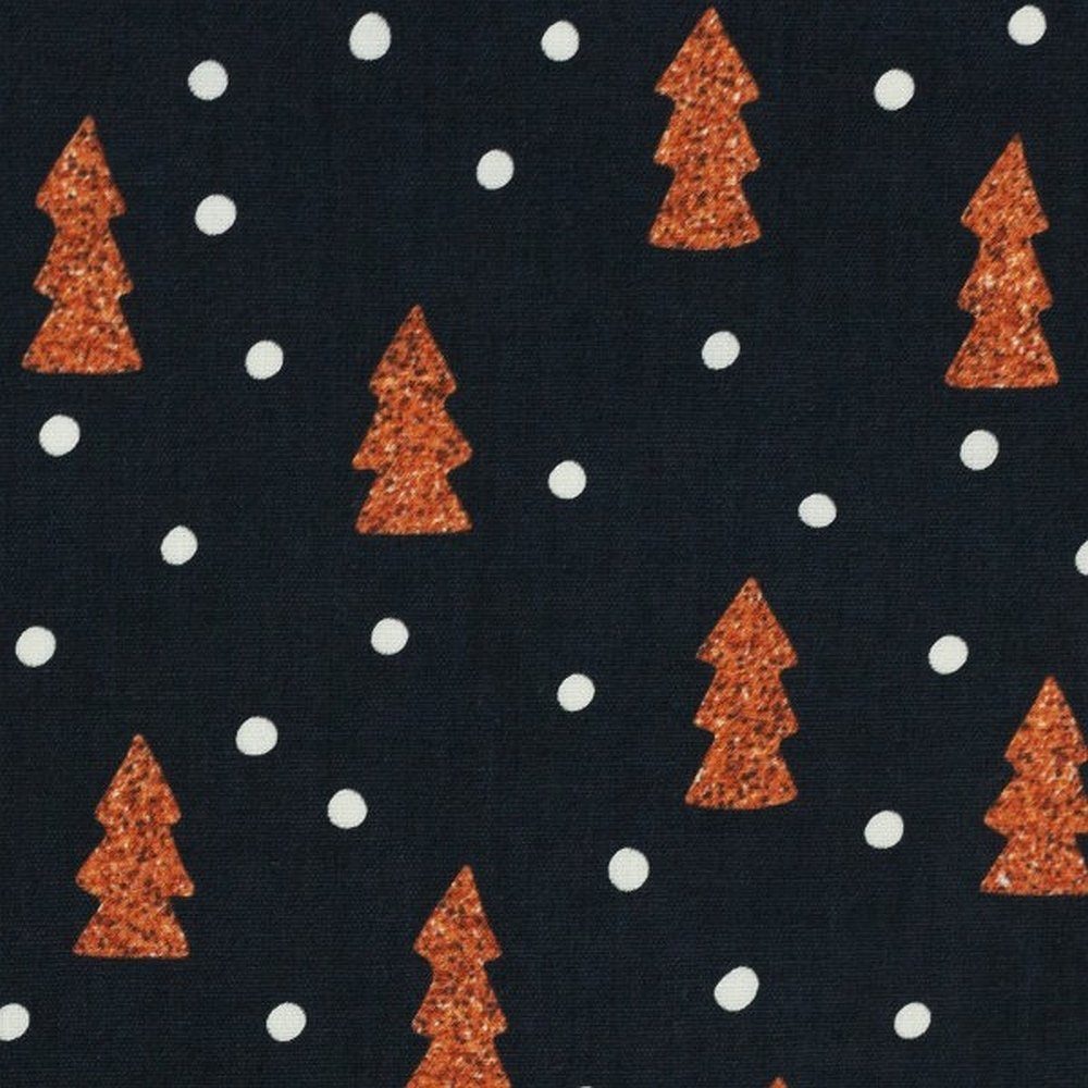 larissastoffe Stoff Weihnachtsstoff Baumwollstoff Weihnachtsbaum, Swafing Tannen kupfer, Meterware, 50 cm x 140 cm