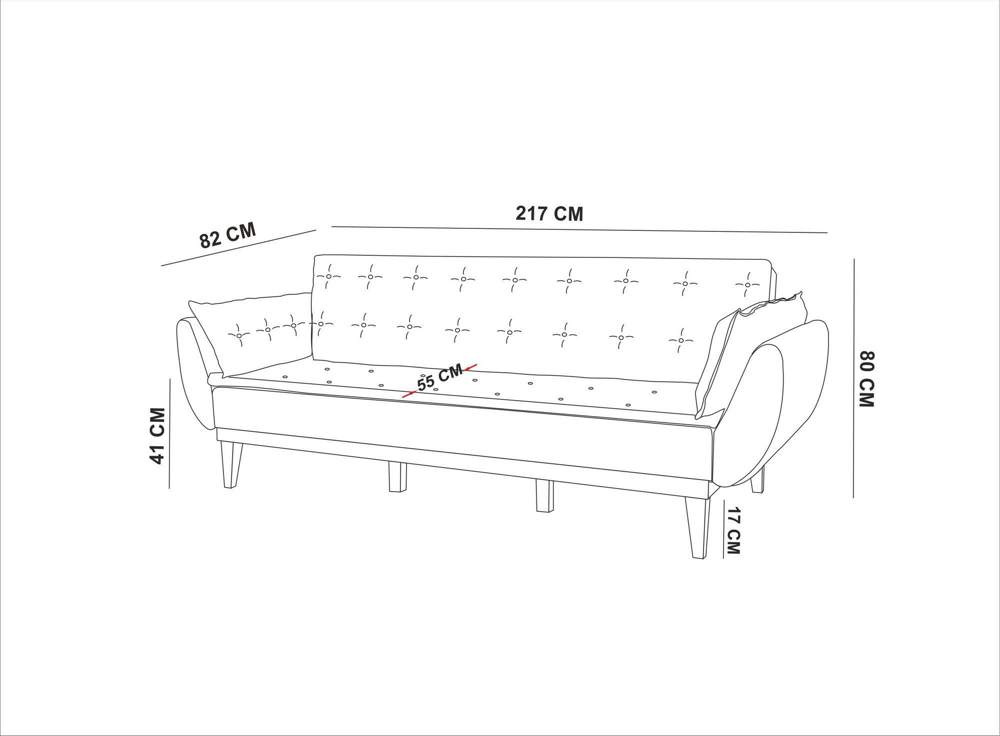 Skye UNQ1330-3-Sitz-Sofa-Bett Decor Sofa