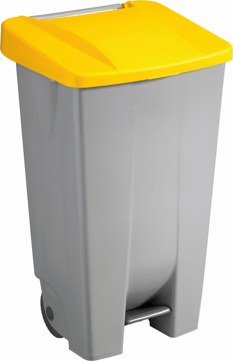 Sunware Papierkorb Abfallcontainer Kunststoff 120l grau mit gelbem Deckel