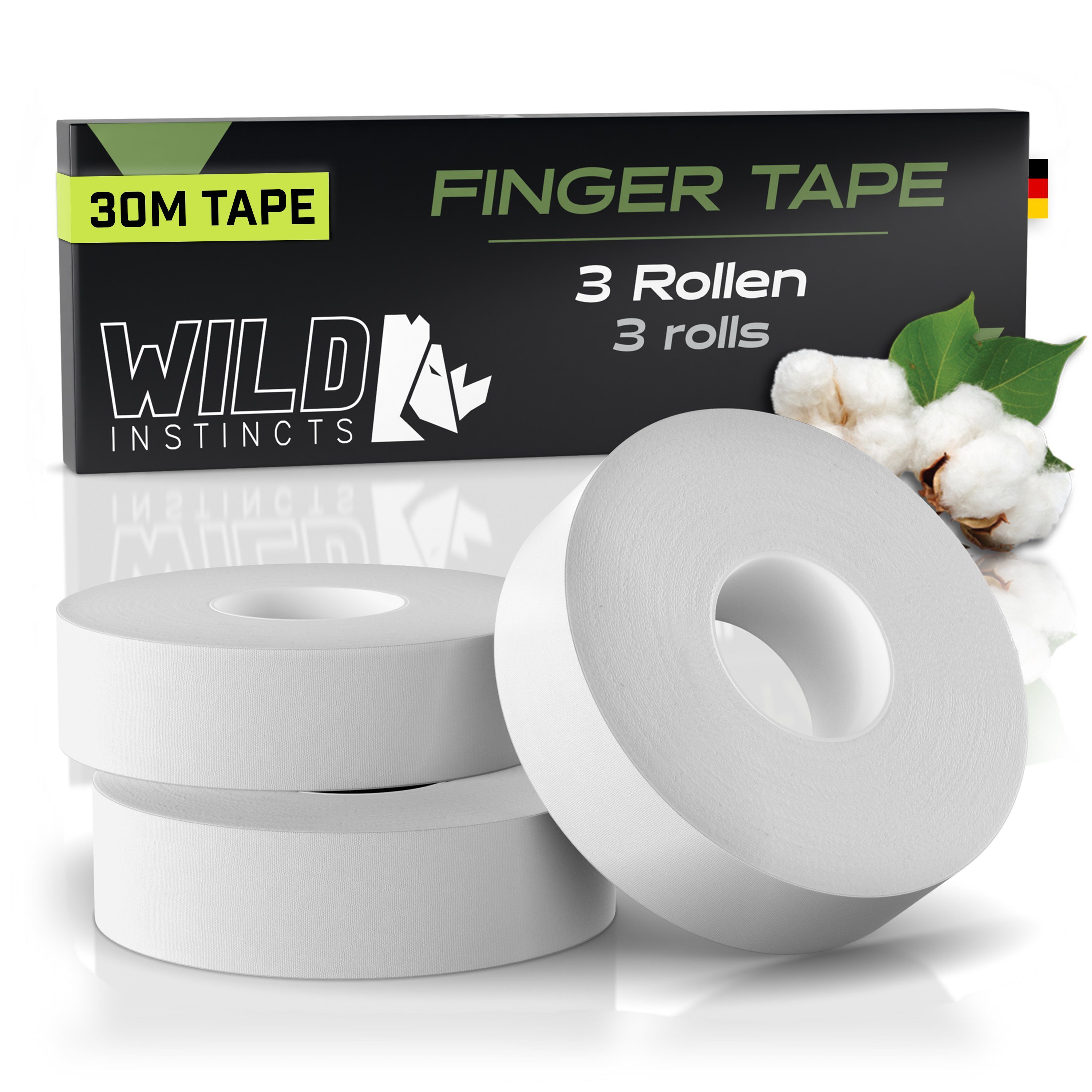 Wild Instincts Kinesiologie-Tape Finger Tape (Set, 3-St) Pro Rolle: 10 Meter, 1,5cm Breite