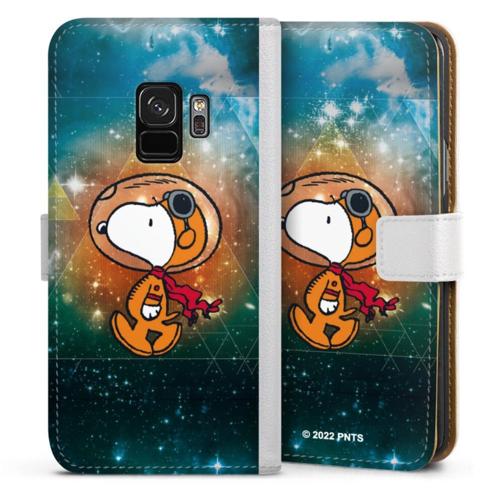 DeinDesign Handyhülle Snoopy Astronaut Offizielles Lizenzprodukt, Samsung Galaxy S9 Hülle Handy Flip Case Wallet Cover Handytasche Leder