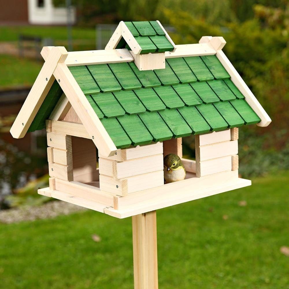 Melko Vogelhaus Vogelfutterhaus Vogelhaus Vogelhäuschen 44cm aus Holz Grün Vogelvilla, Liebevolle Handarbeit