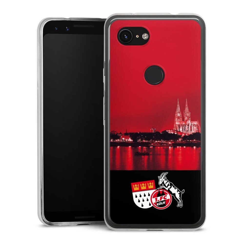DeinDesign Handyhülle Skyline 1. FC Köln Offizielles Lizenzprodukt Skyline Köln Rot, Google Pixel 3a Slim Case Silikon Hülle Ultra Dünn Schutzhülle