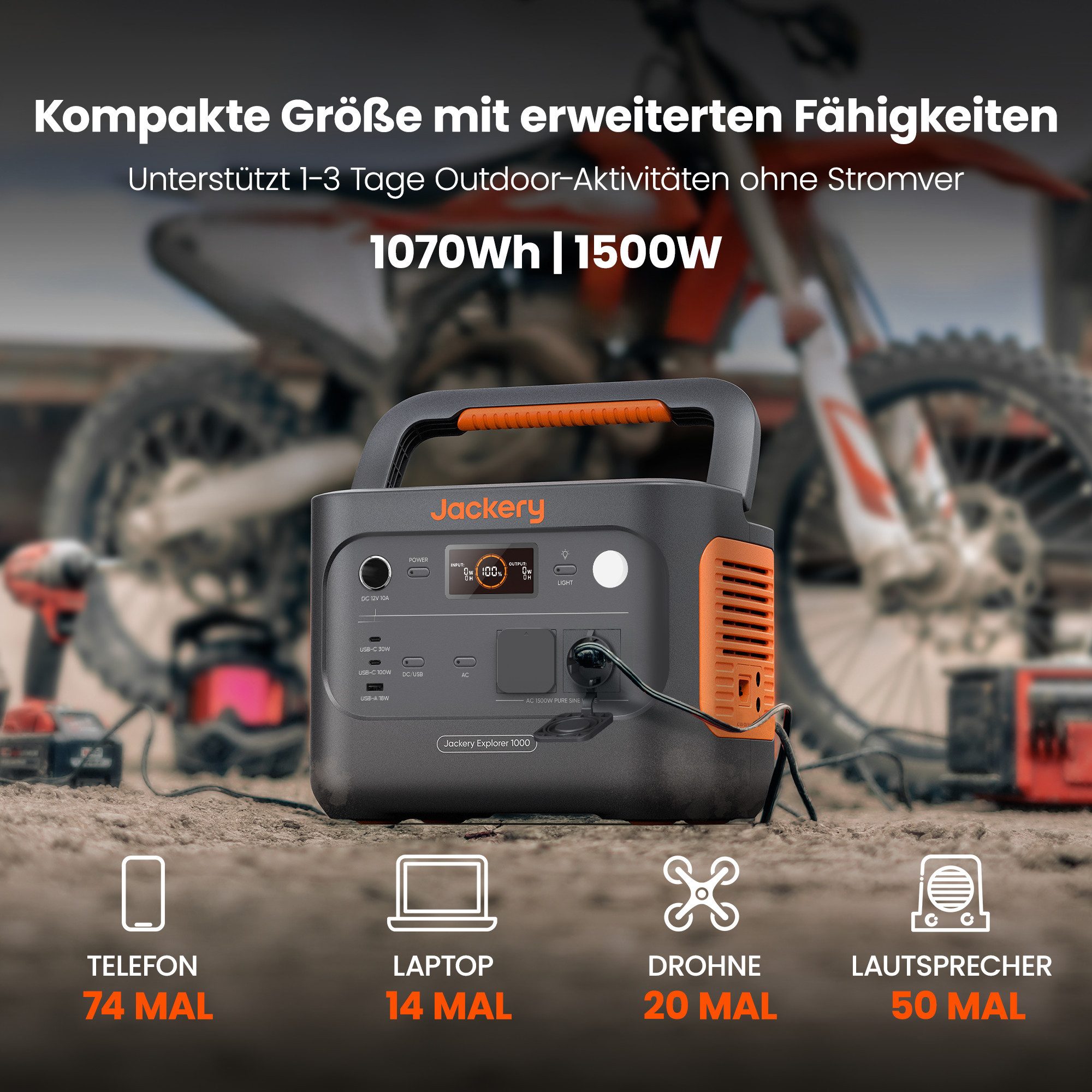 Jackery Stromgenerator Explorer 1000 v2 Tragbare Powerstation mit Ladekabel günstig online kaufen