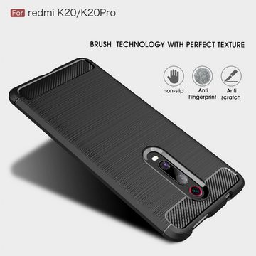 König Design Handyhülle Xiaomi Mi 9T, Xiaomi Mi 9T Handyhülle Carbon Optik Backcover Grau