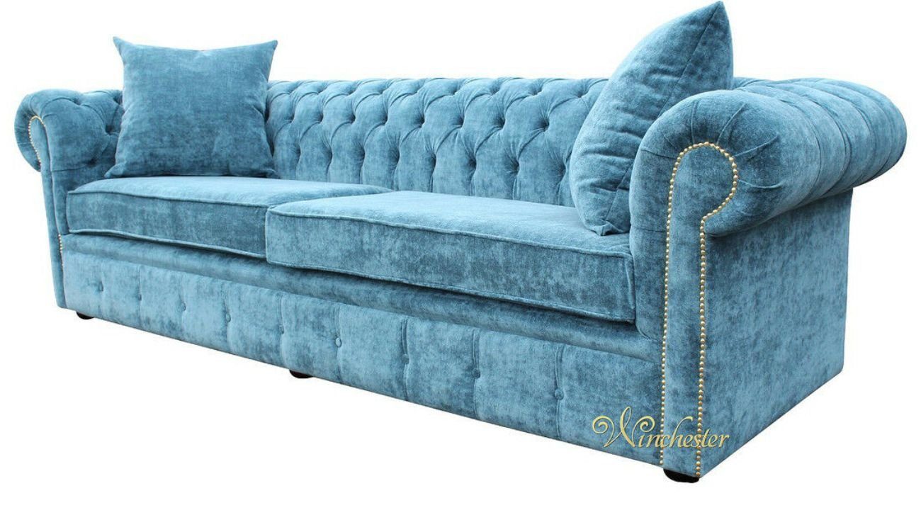 Sofa Design Europe Couch Made JVmoebel Sitz, 3-Sitzer Türkis Luxus Chesterfield Polster in