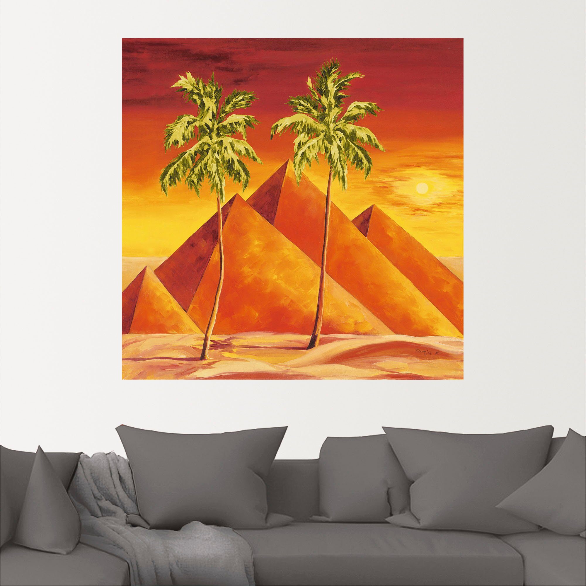 Artland oder Alubild, Leinwandbild, (1 Palmen, Poster Pyramiden als in versch. Wandbild St), Größen mit Wandaufkleber Gebäude