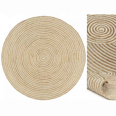 Teppich Teppich Handgefertigt Jute mit Spiralen-Design Weiß 90 cm Teppich, vidaXL, Höhe: 0 mm